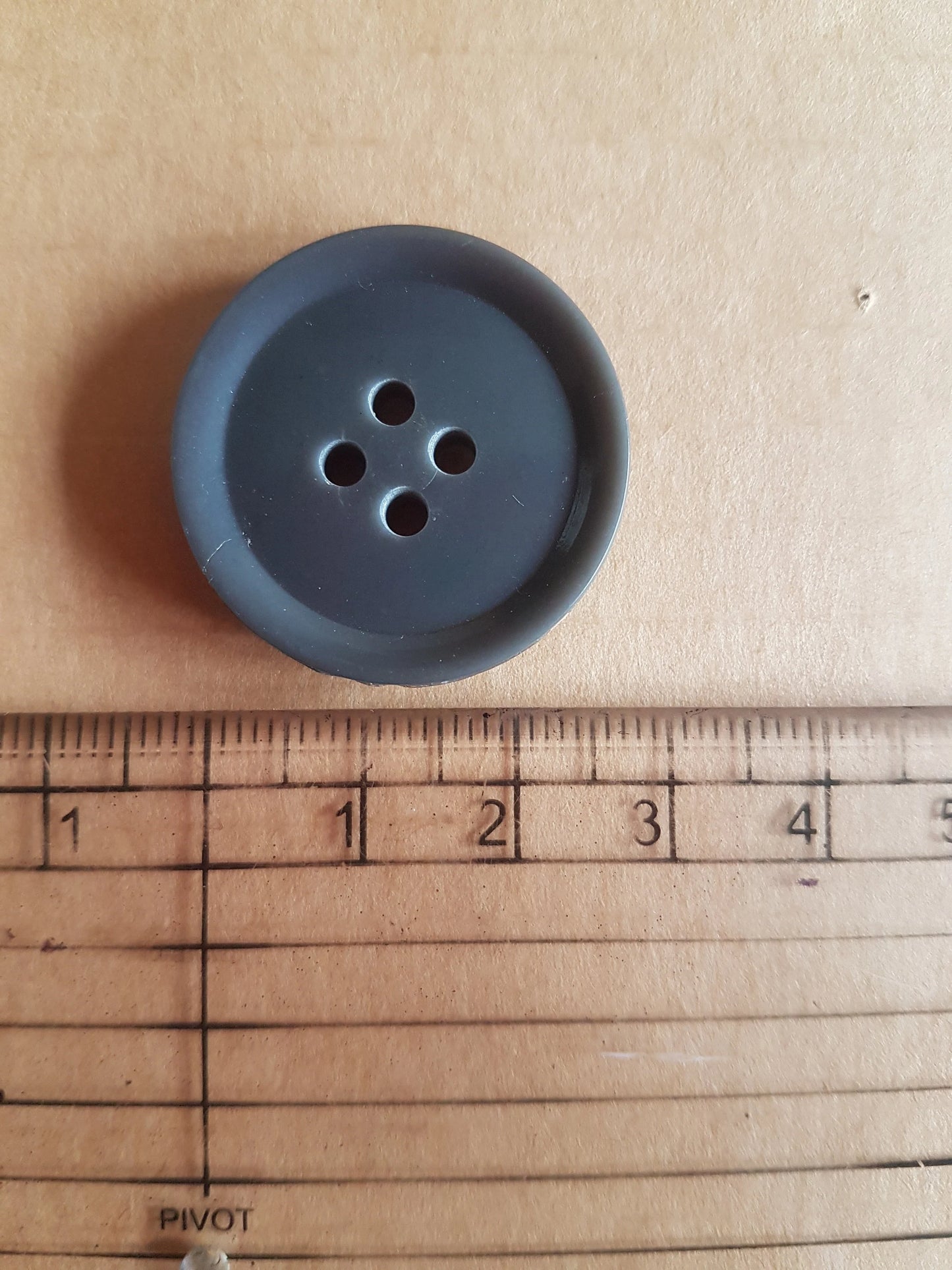 4 Vintage Coat Buttons Grey Plastic 3cm