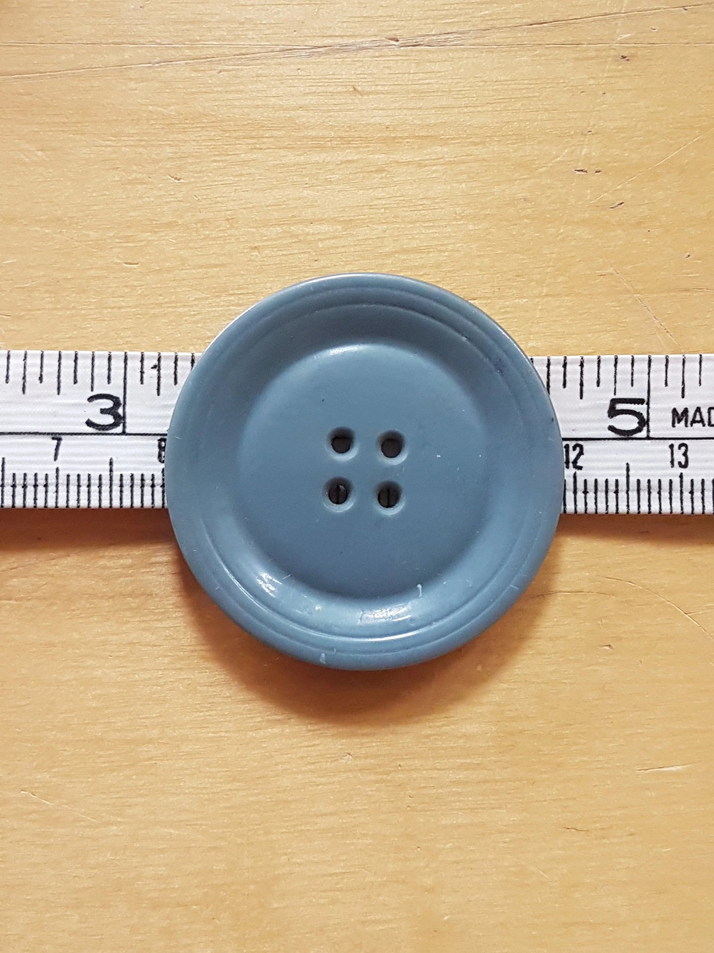 3 Vintage Buttons Large Grey 4cm Plastic