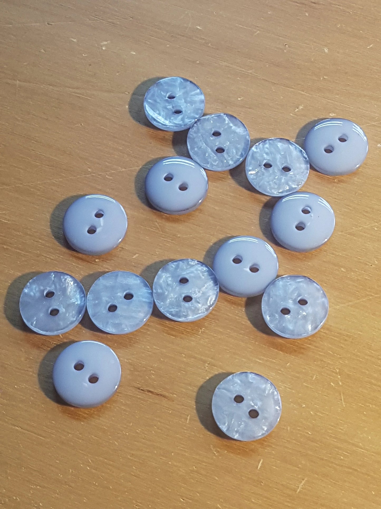 7 Round Buttons Dove Grey Pearlised Plastic 1.25cm
