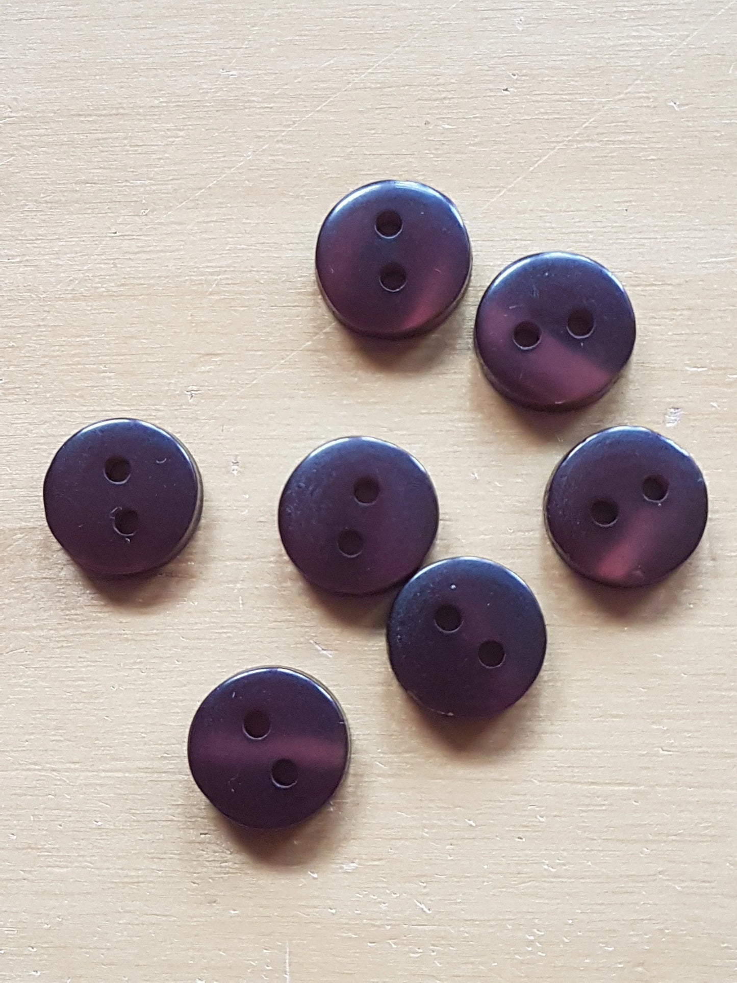 7 Round Buttons Brown Plastic 1.25cm
