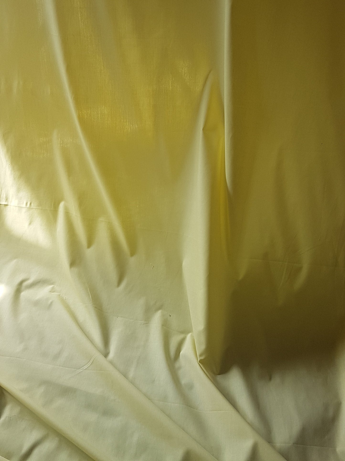Lemon Yellow Polyester Cotton Lining Fabric Manmade Blend Remnant Per Metre