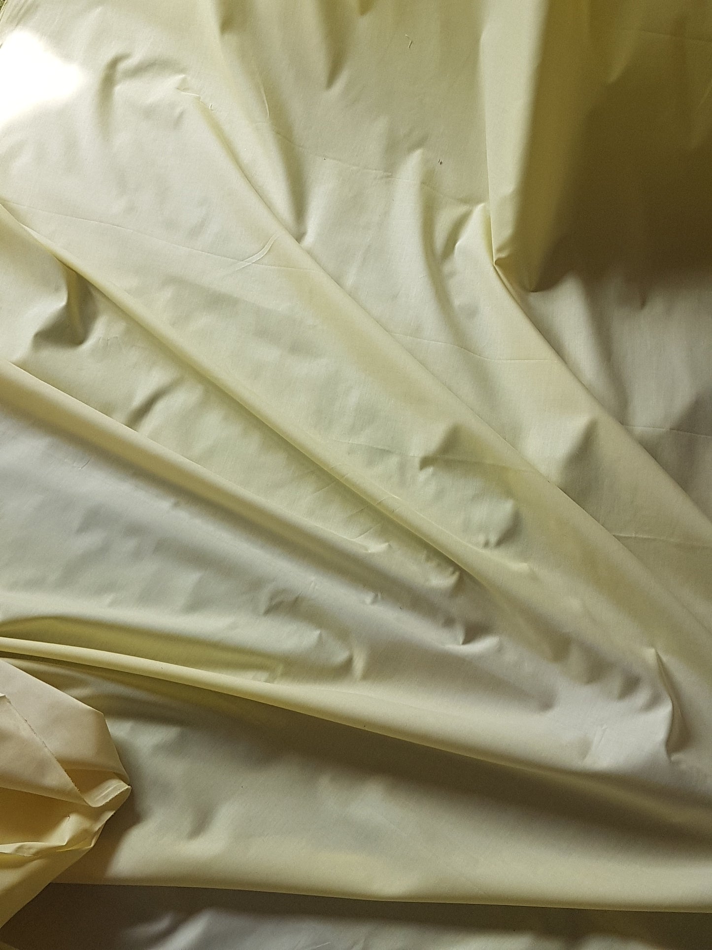 Lemon Yellow Polyester Cotton Lining Fabric Manmade Blend Remnant Per Metre