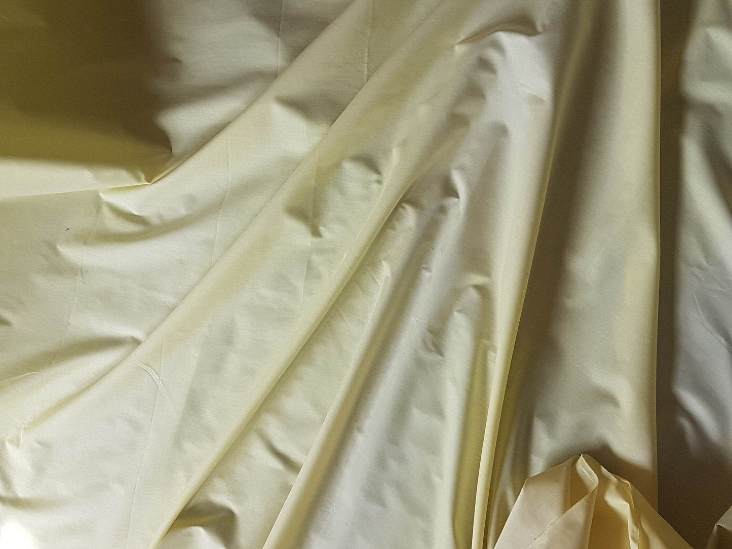 Lemon Yellow Polyester Cotton Lining Fabric Manmade Blend Remnant Per Metre