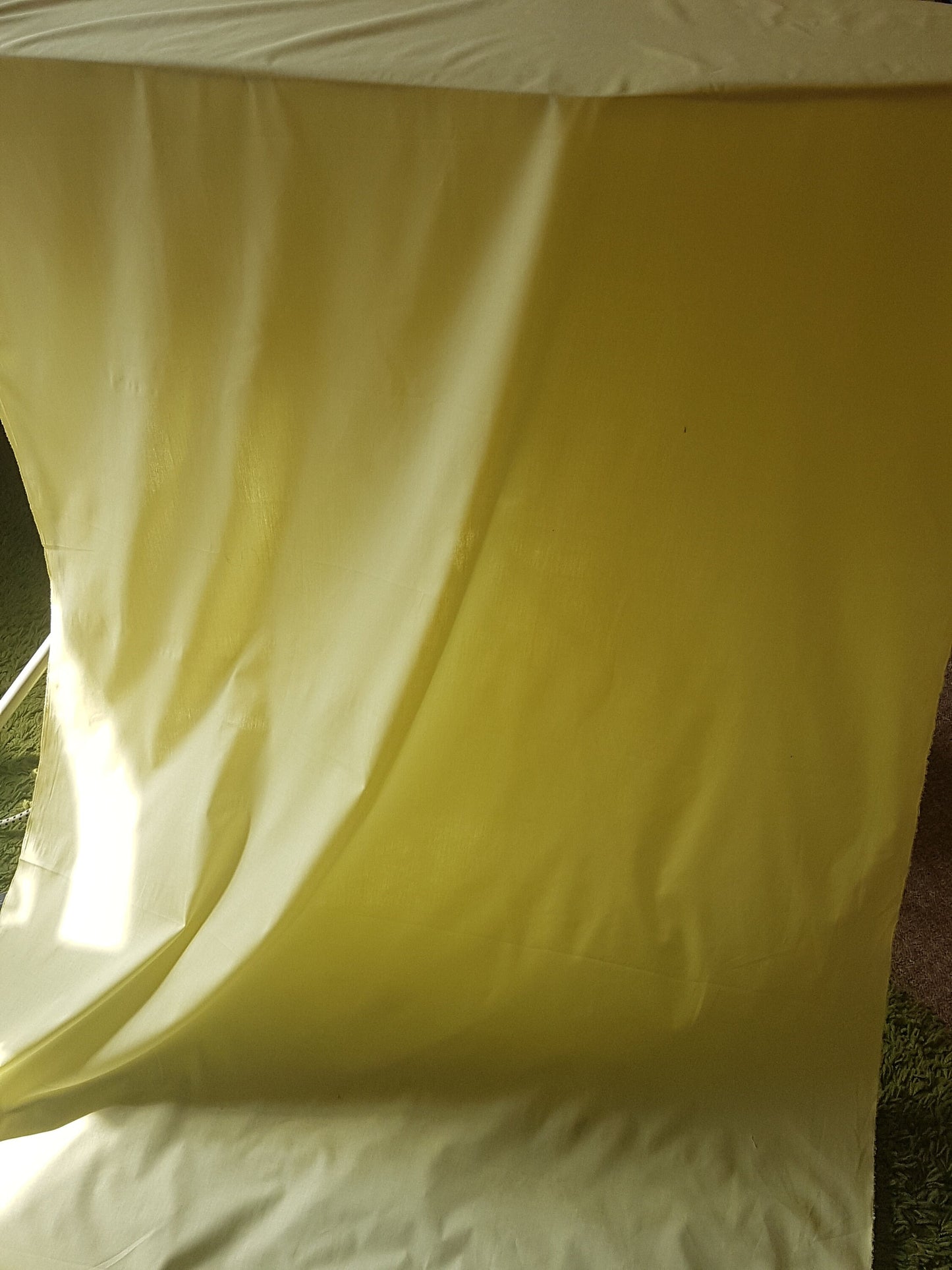 Lemon Yellow Polyester Cotton Lining Fabric Manmade Blend Remnant Per Metre