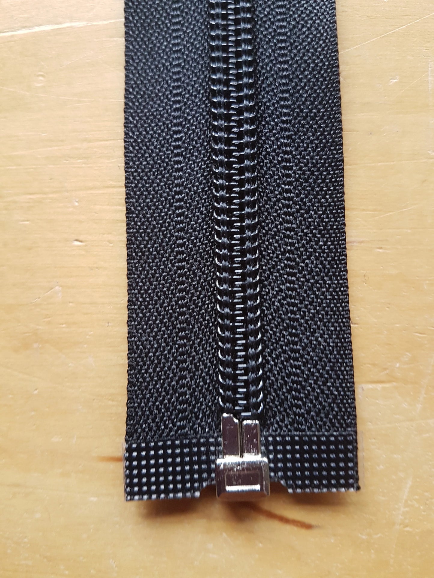 Black large zipper plastic nylon 17 inch (43cm) open ended