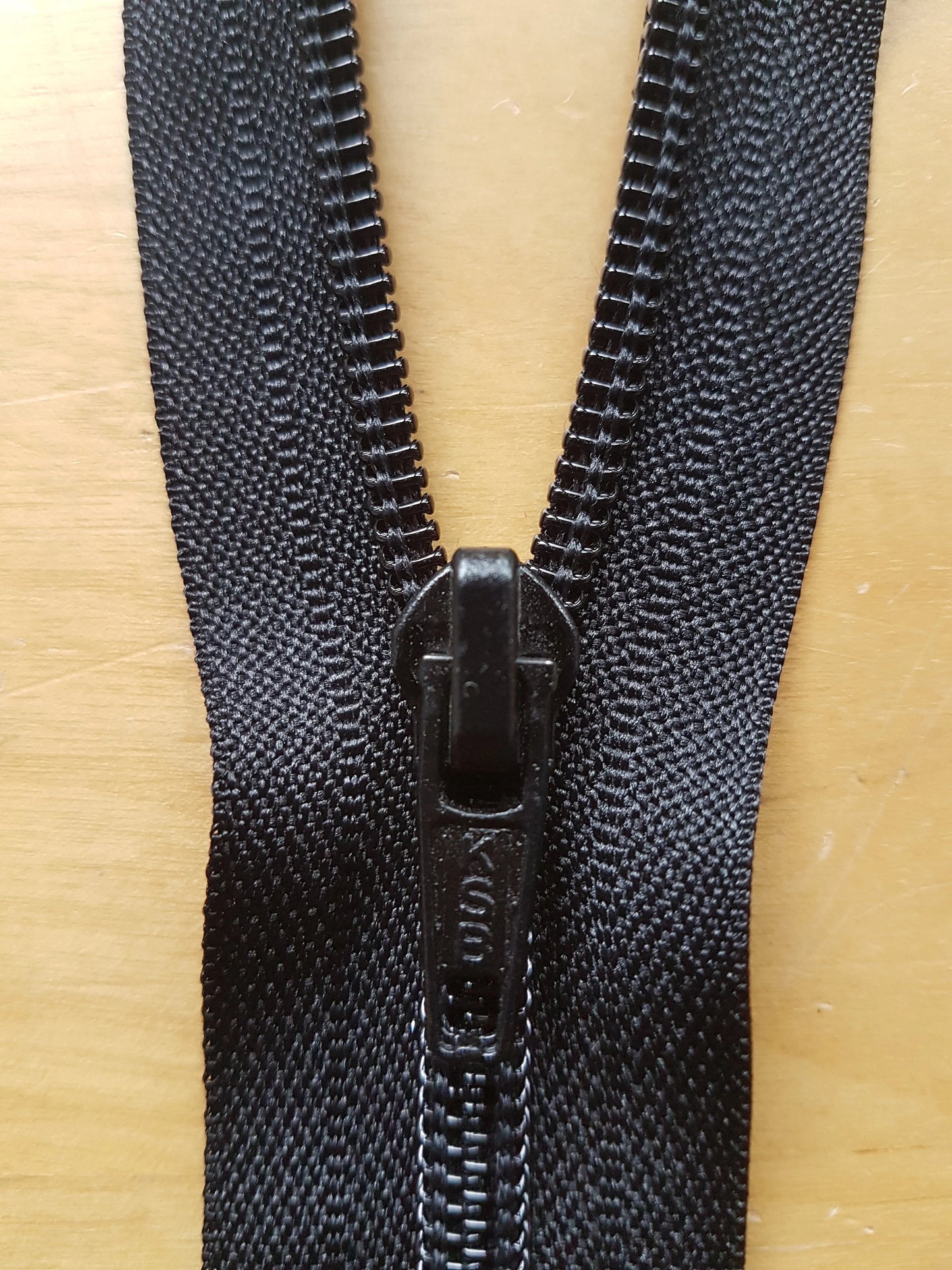 Black large zipper plastic nylon 17 inch (43cm) open ended