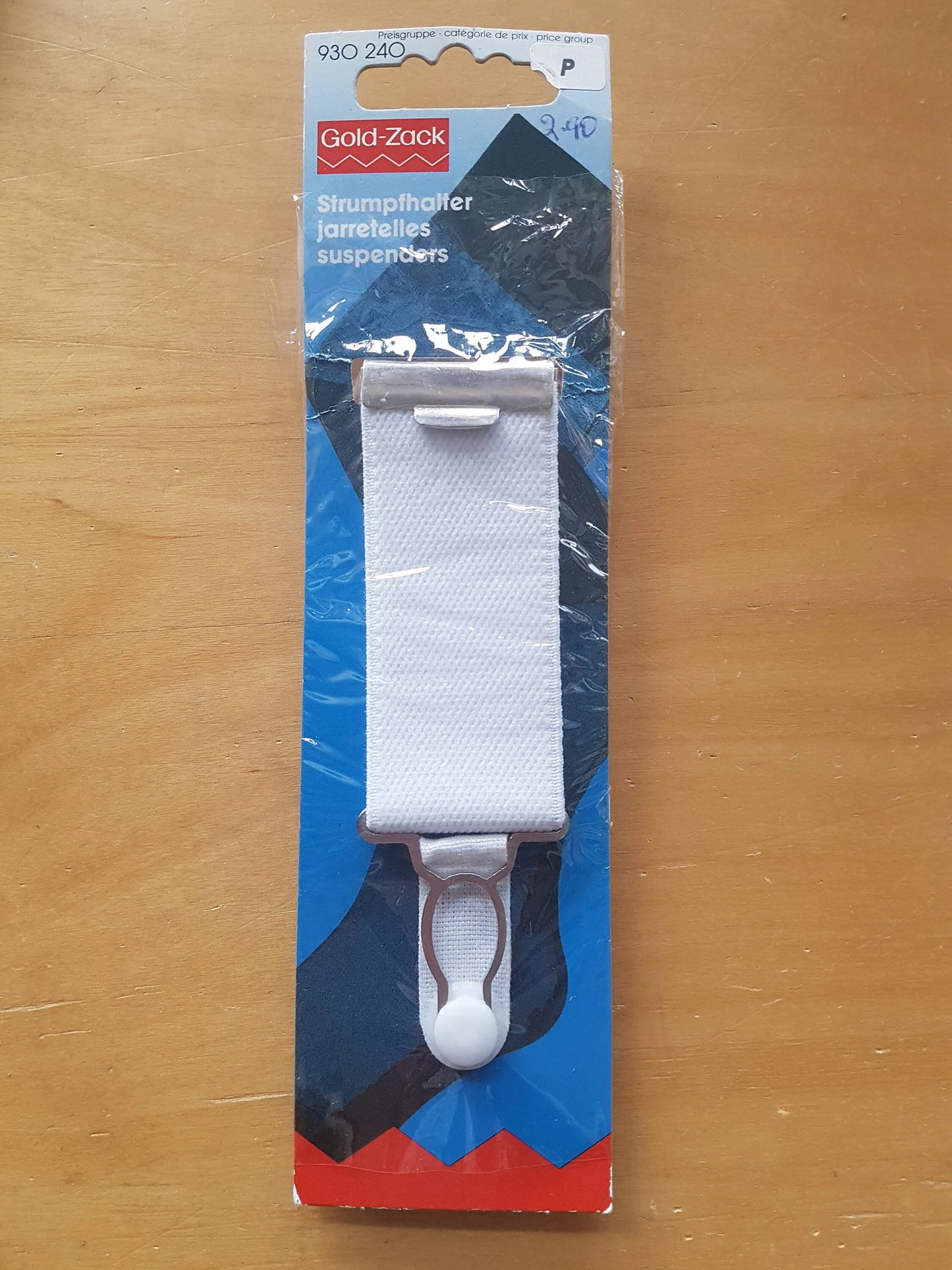 White Silver Fabric Elastic Suspenders New Sealed
