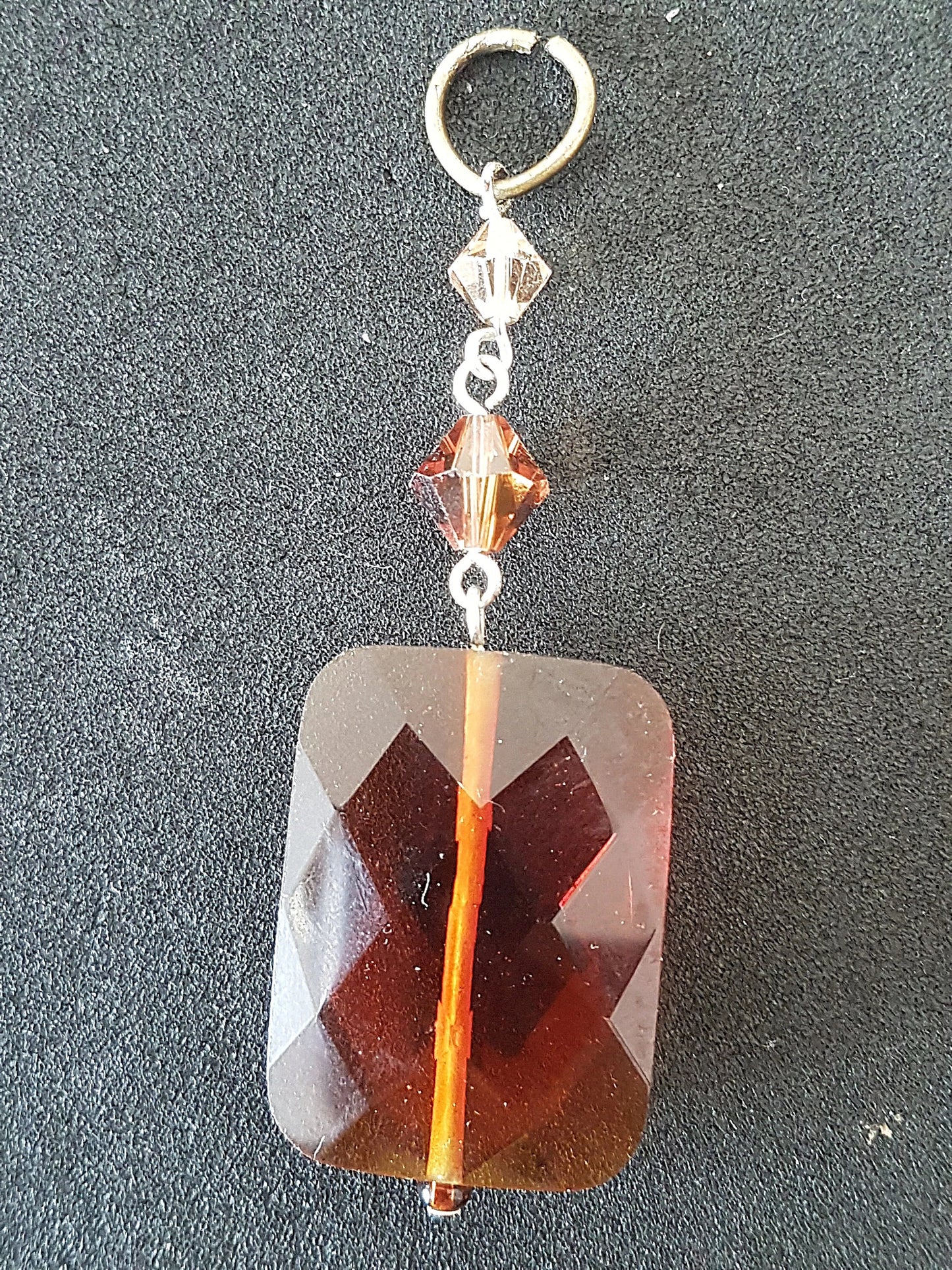 Orange Brown Resin, Faceted Preloved Upcycle Pendant for Jewellery Making