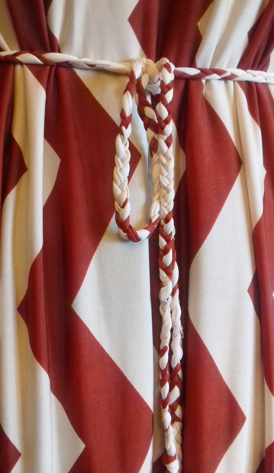 Cream Terracotta Zig Zag Pattern Grecian Dress