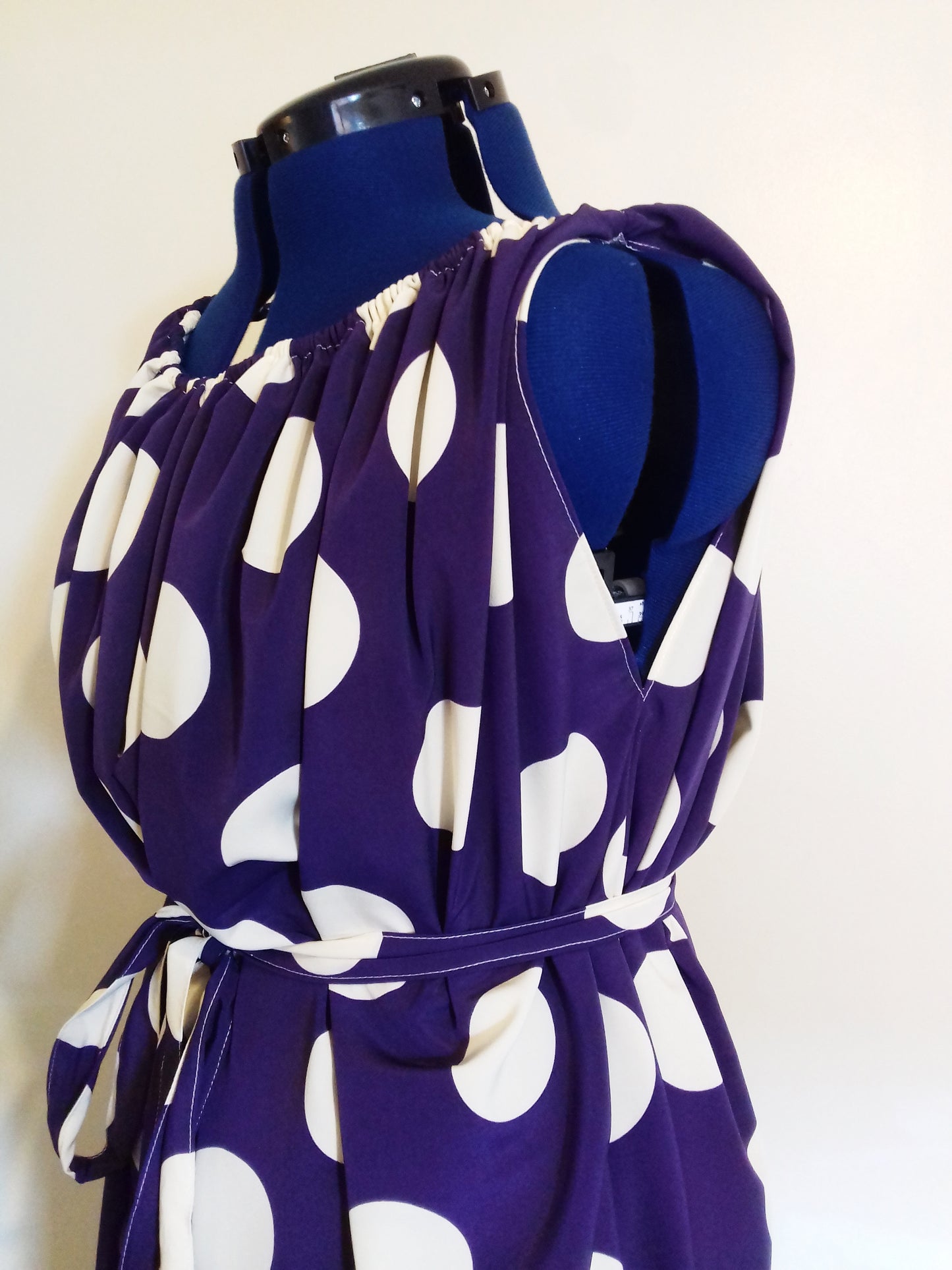 Purple White Polka Dot Plus Size Dress