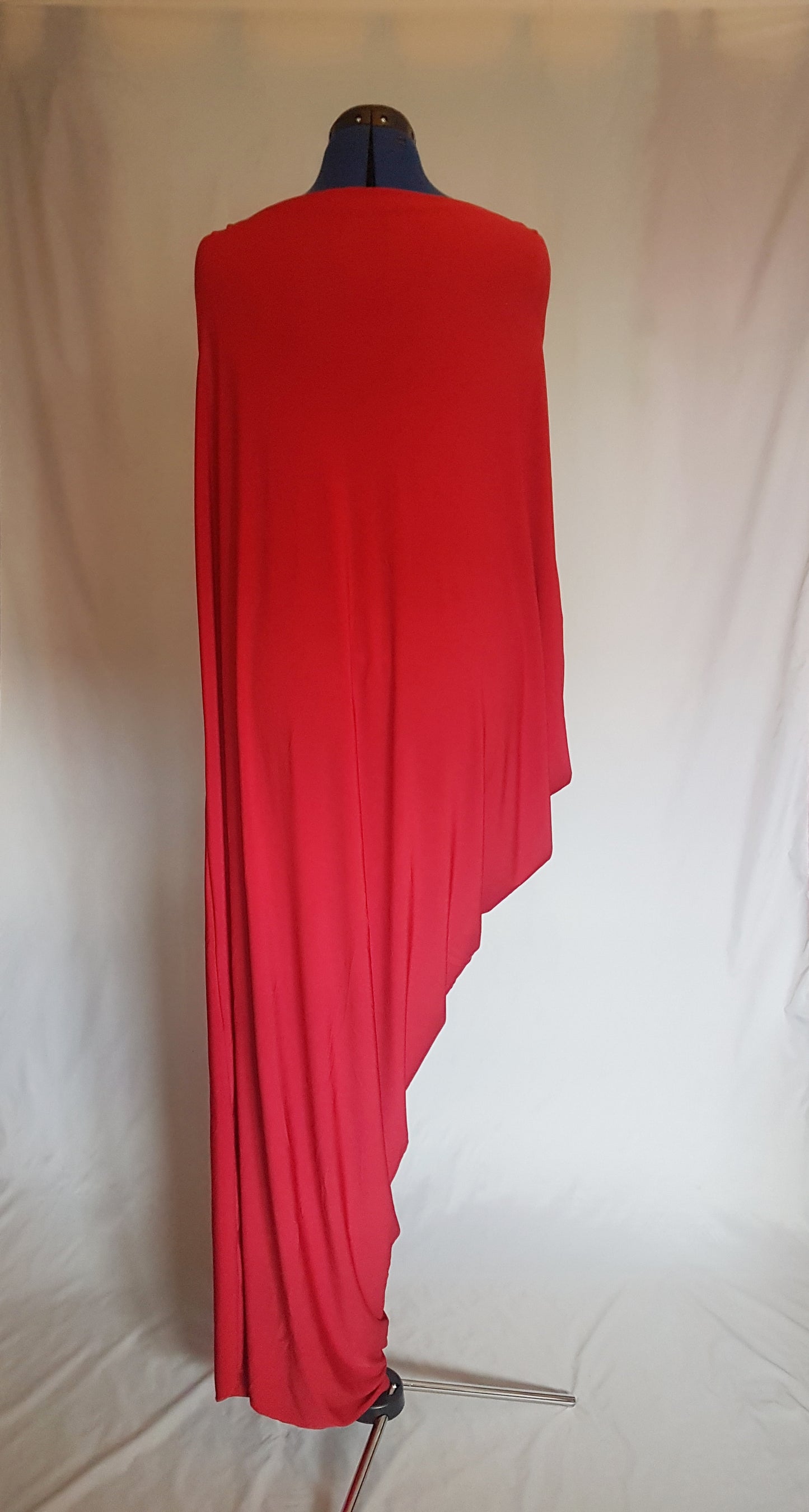 Red Asymmetric Drape Dress
