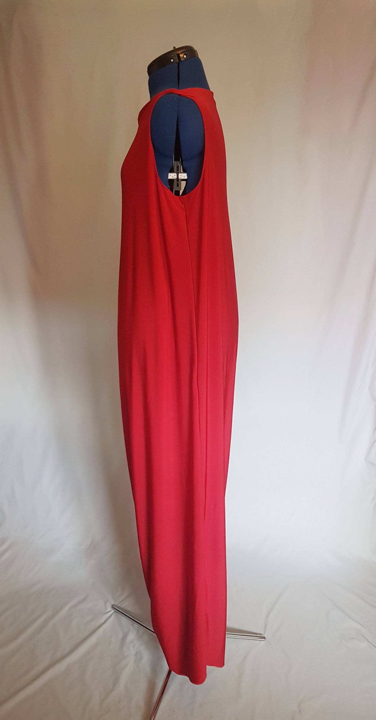 Red Asymmetric Drape Dress