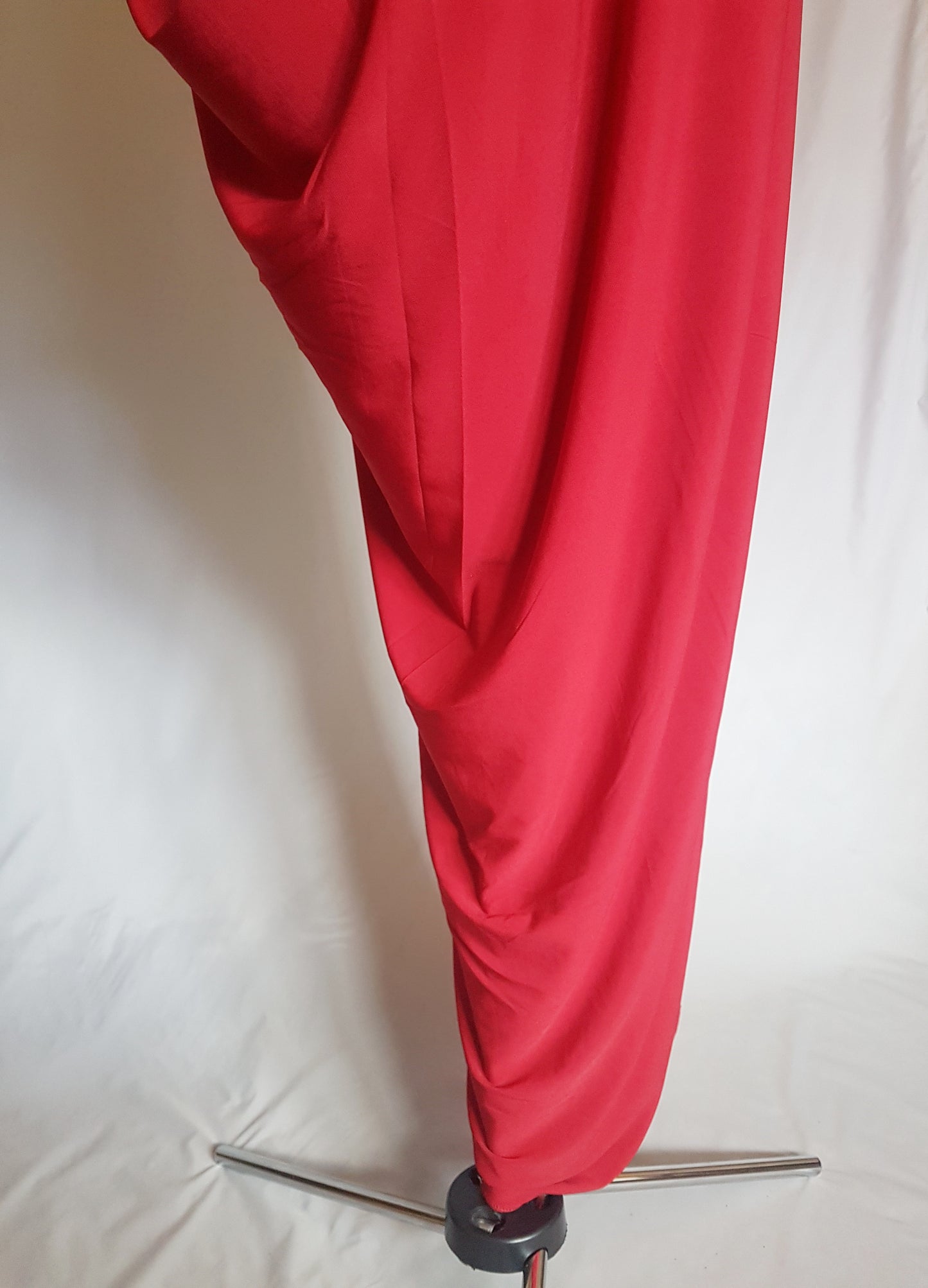 Red Asymmetric Drape Dress