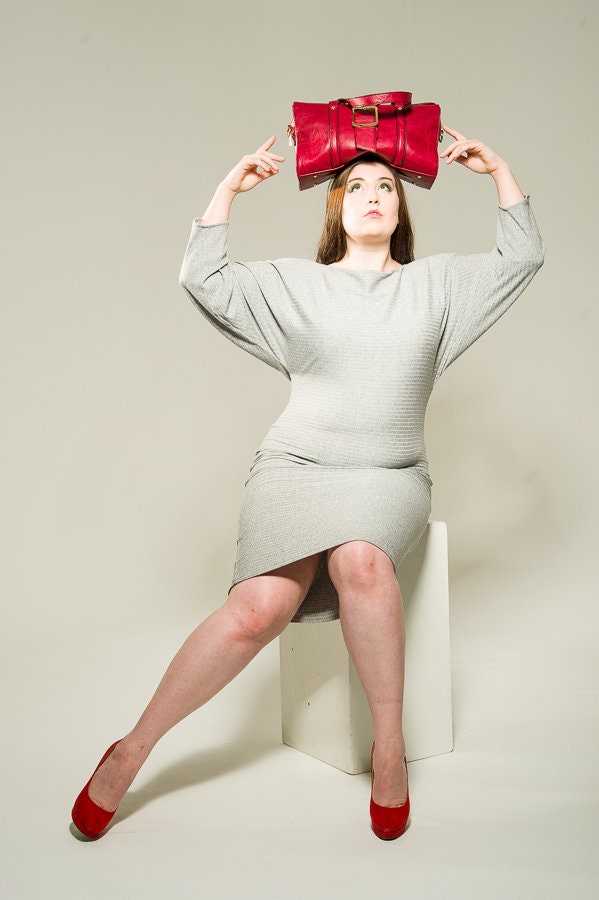 Light Grey Long Sleeve Batwing Dress