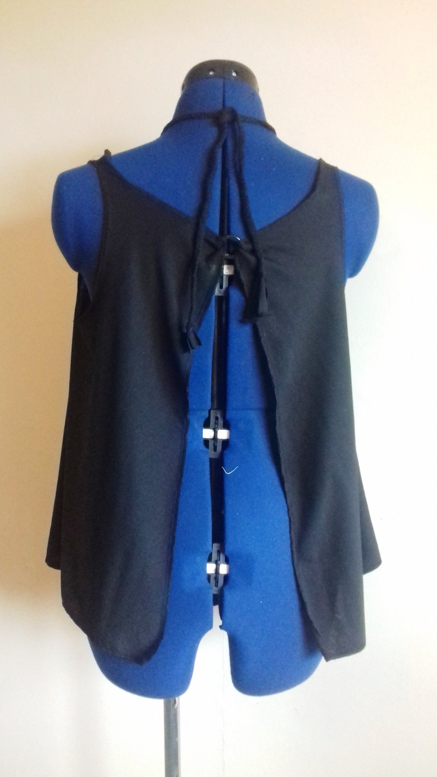 Black Jersey Double Fronted Braided Soft Jersey Top