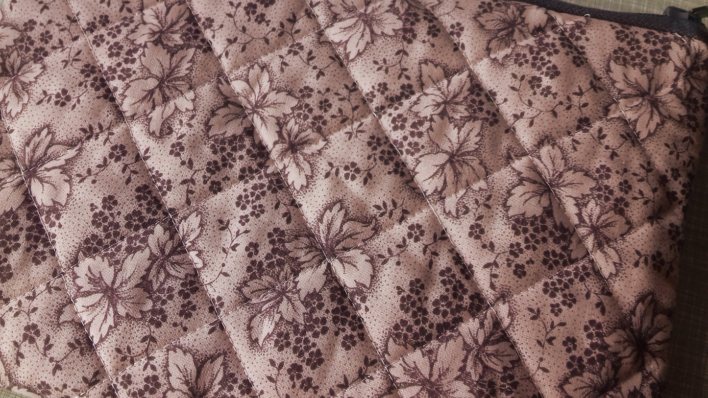 Pink Floral Quilted Bag Tablet Makeup