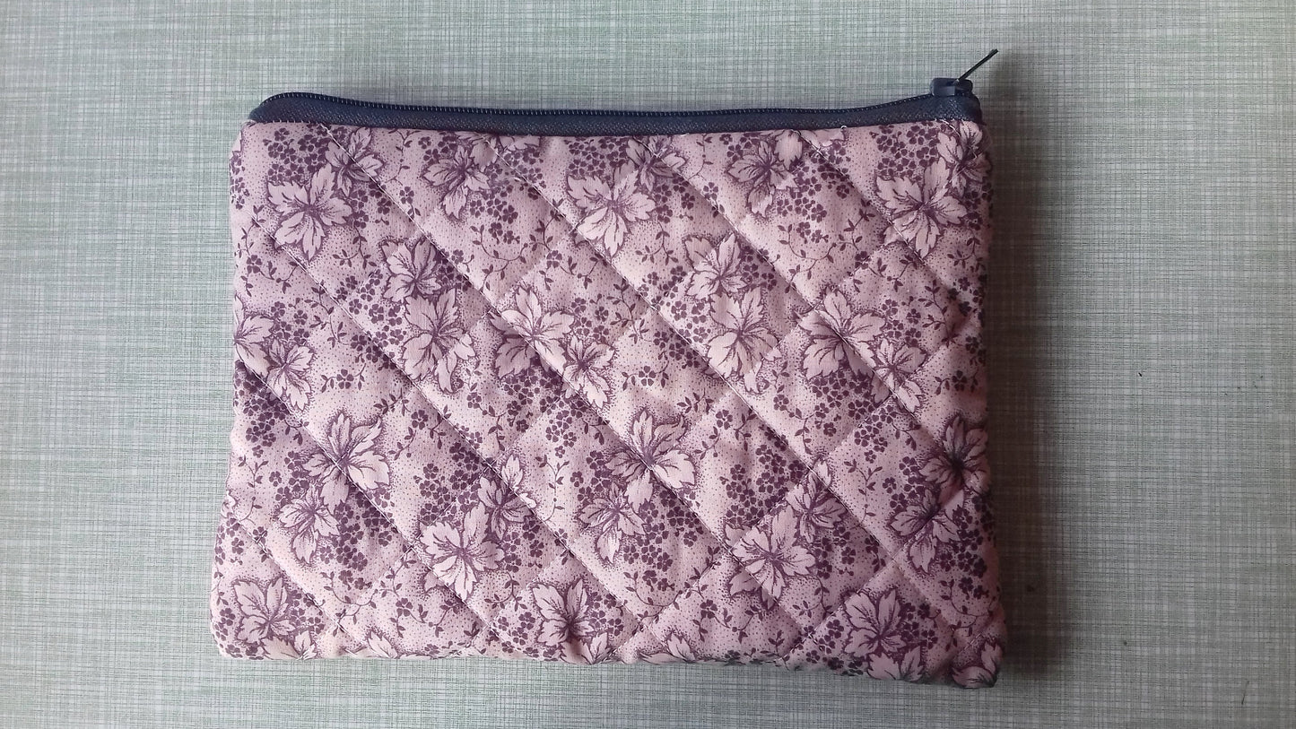 Pink Floral Quilted Tablet Bag Makeup