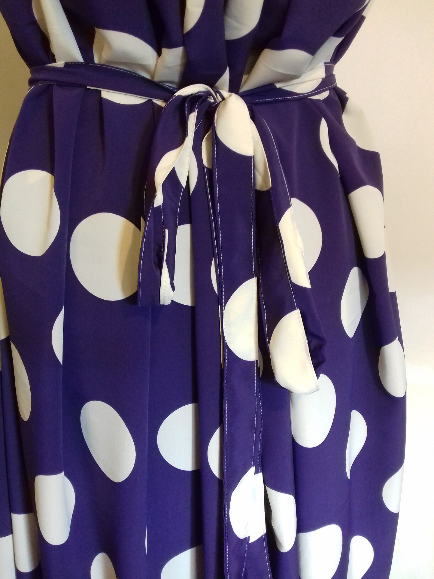 Purple White Polka Dot Plus Size Dress