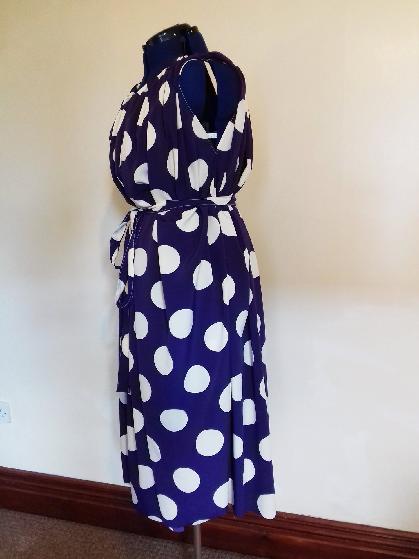 Purple White Polka Dot Plus Size Dress