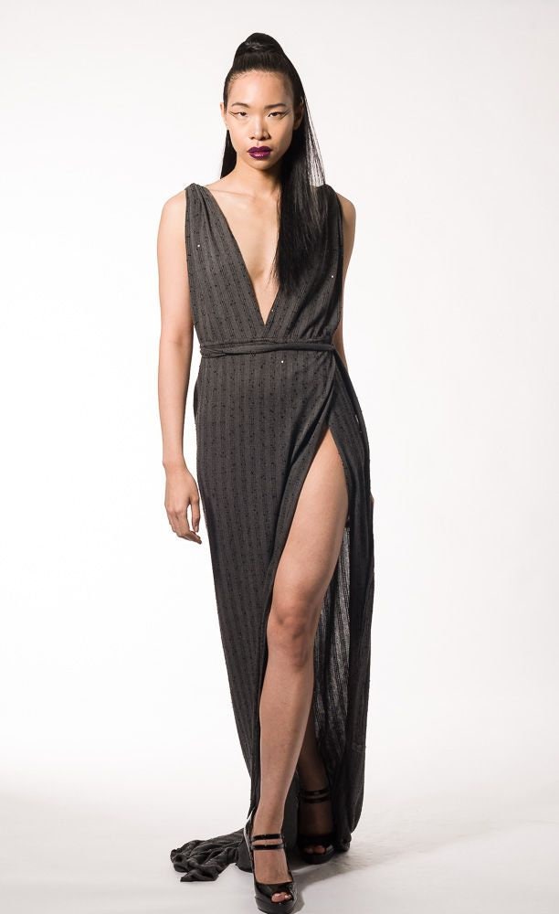 Long Backless Grecian Dress