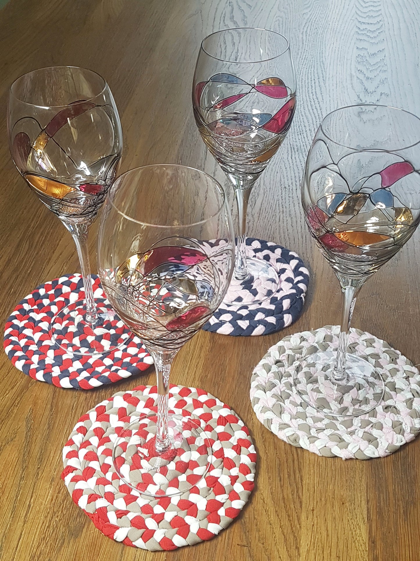 Handmade Coaster Purple Pink Yellow Grey Green