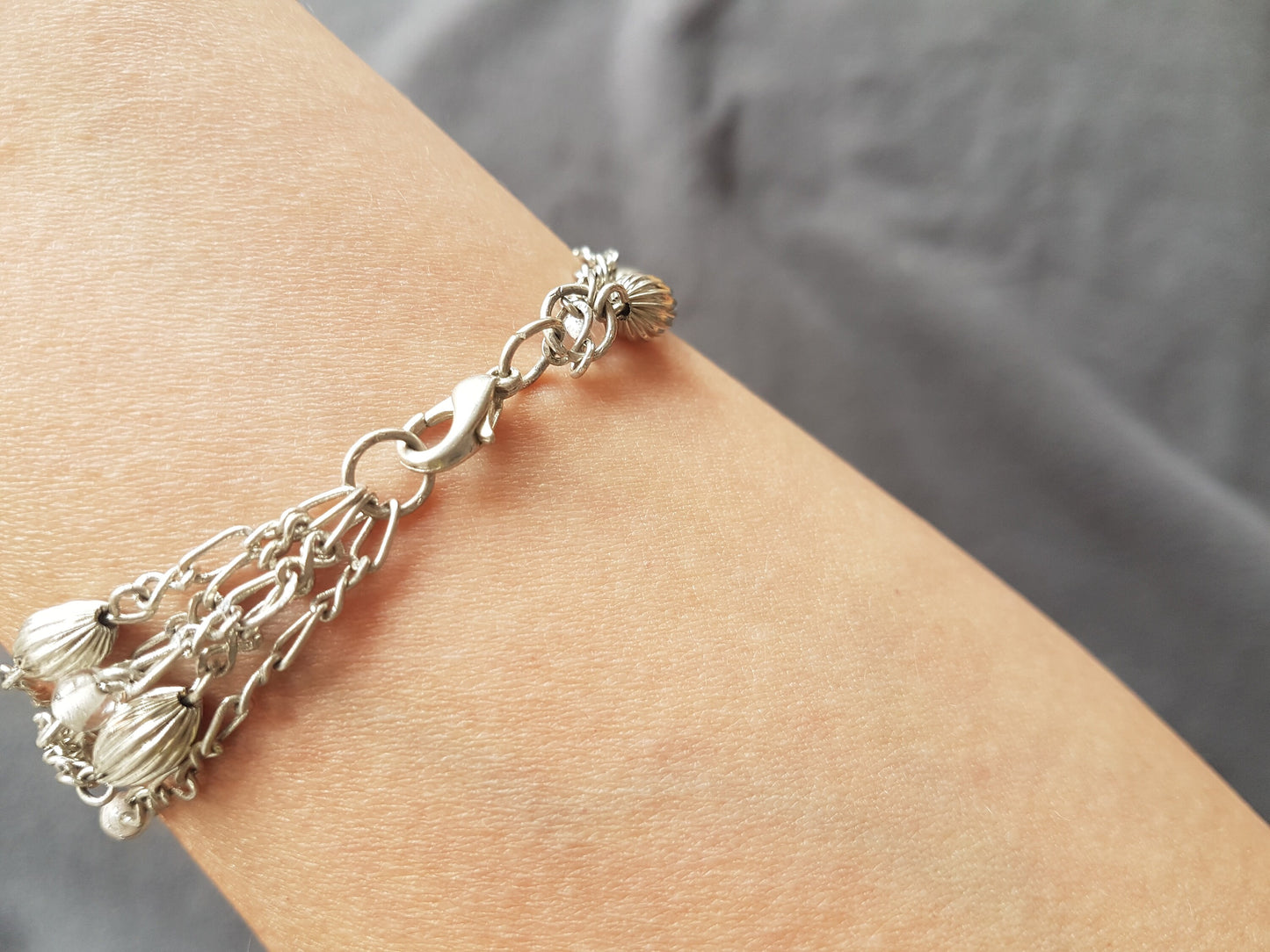 Silver Chain Beaded Upcycle Bracelet