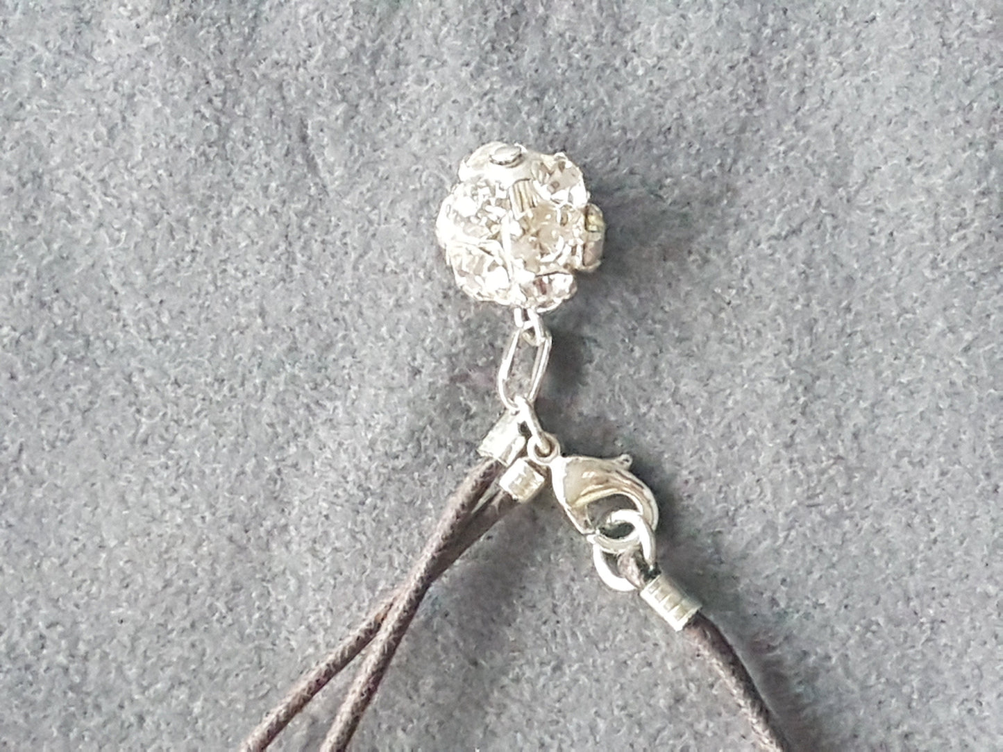 Leather Strand Diamante Charm Bracelet