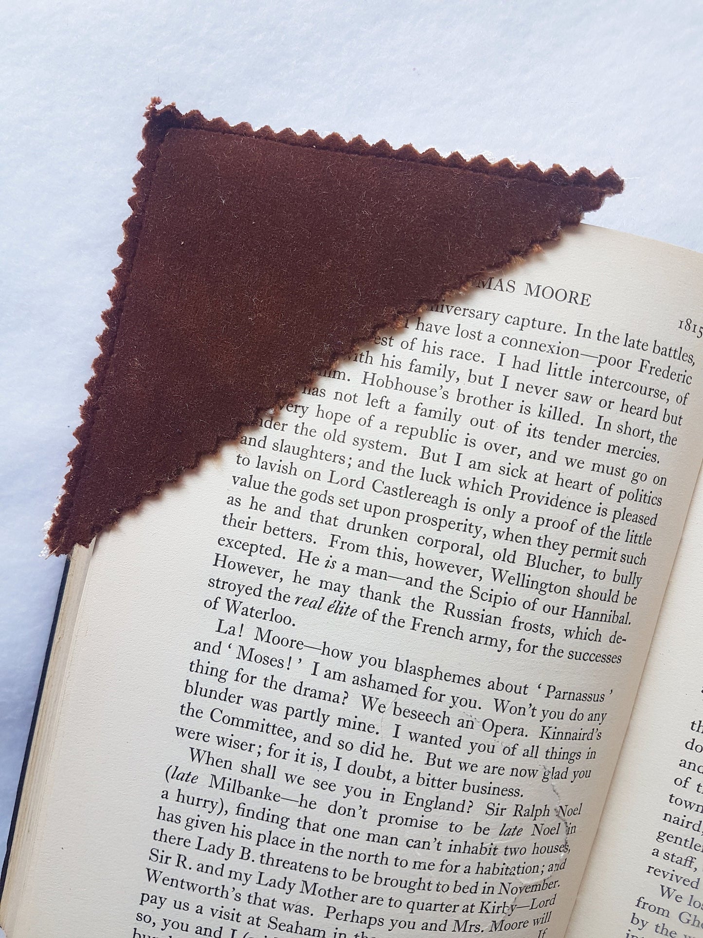 Velvet White Grey Orange Brown Patterned Bookmark