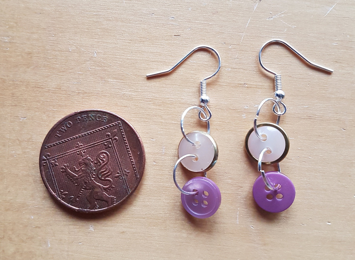 Pink Gold Cream Silver Earrings