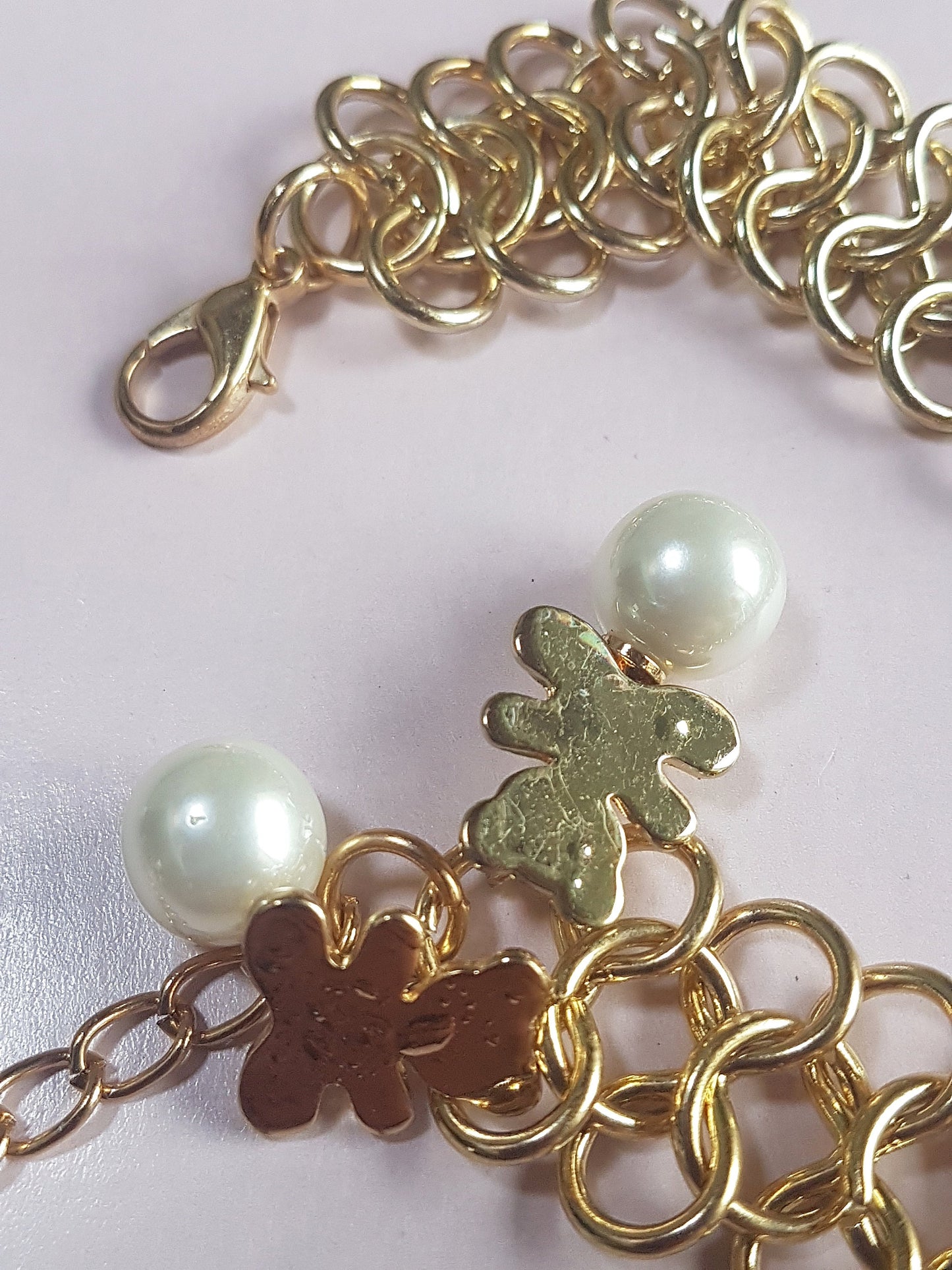 Gold Chain Teddy Bear Bracelet