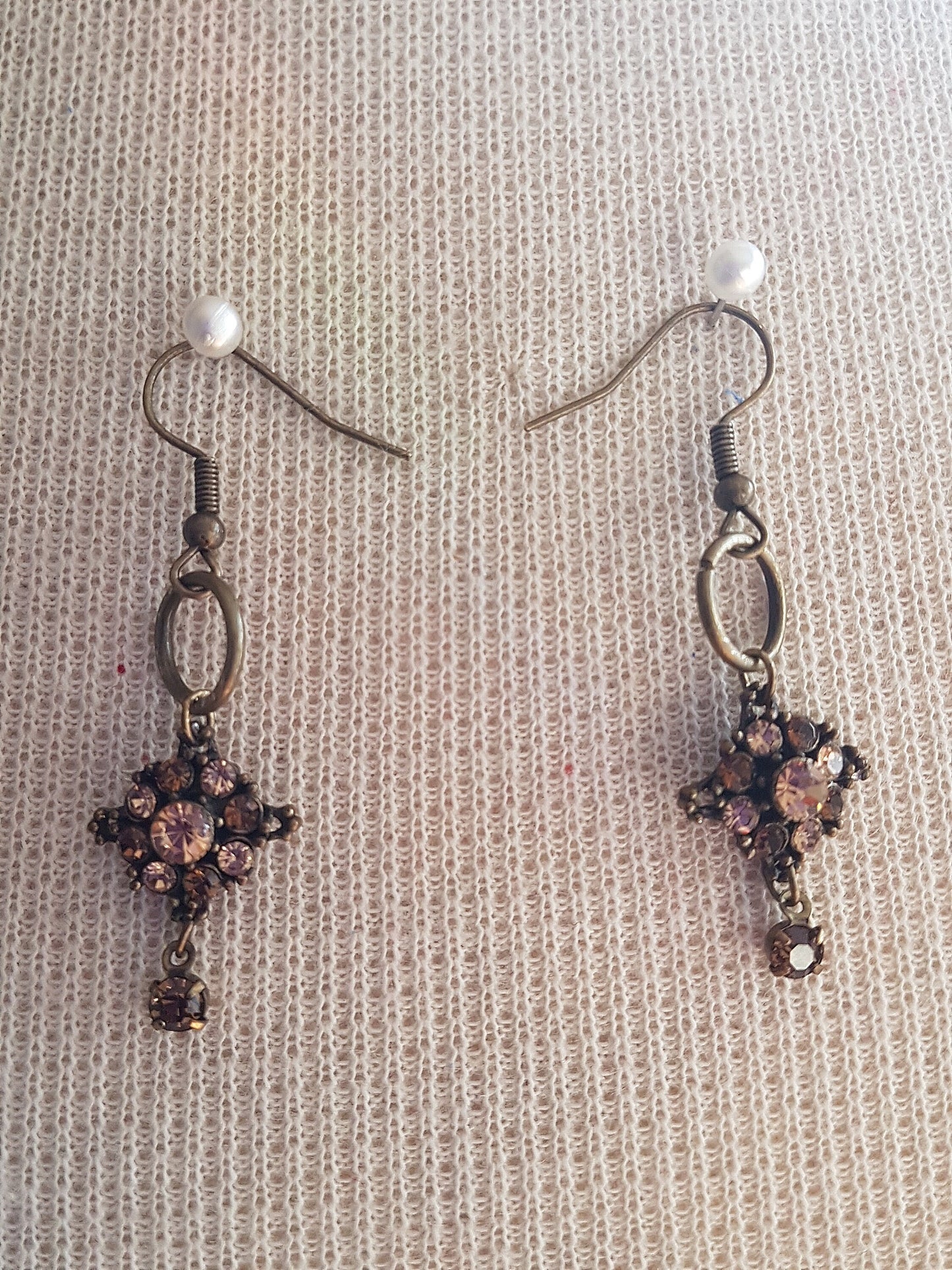 Bronze Brown Gem Upcycle Earrings