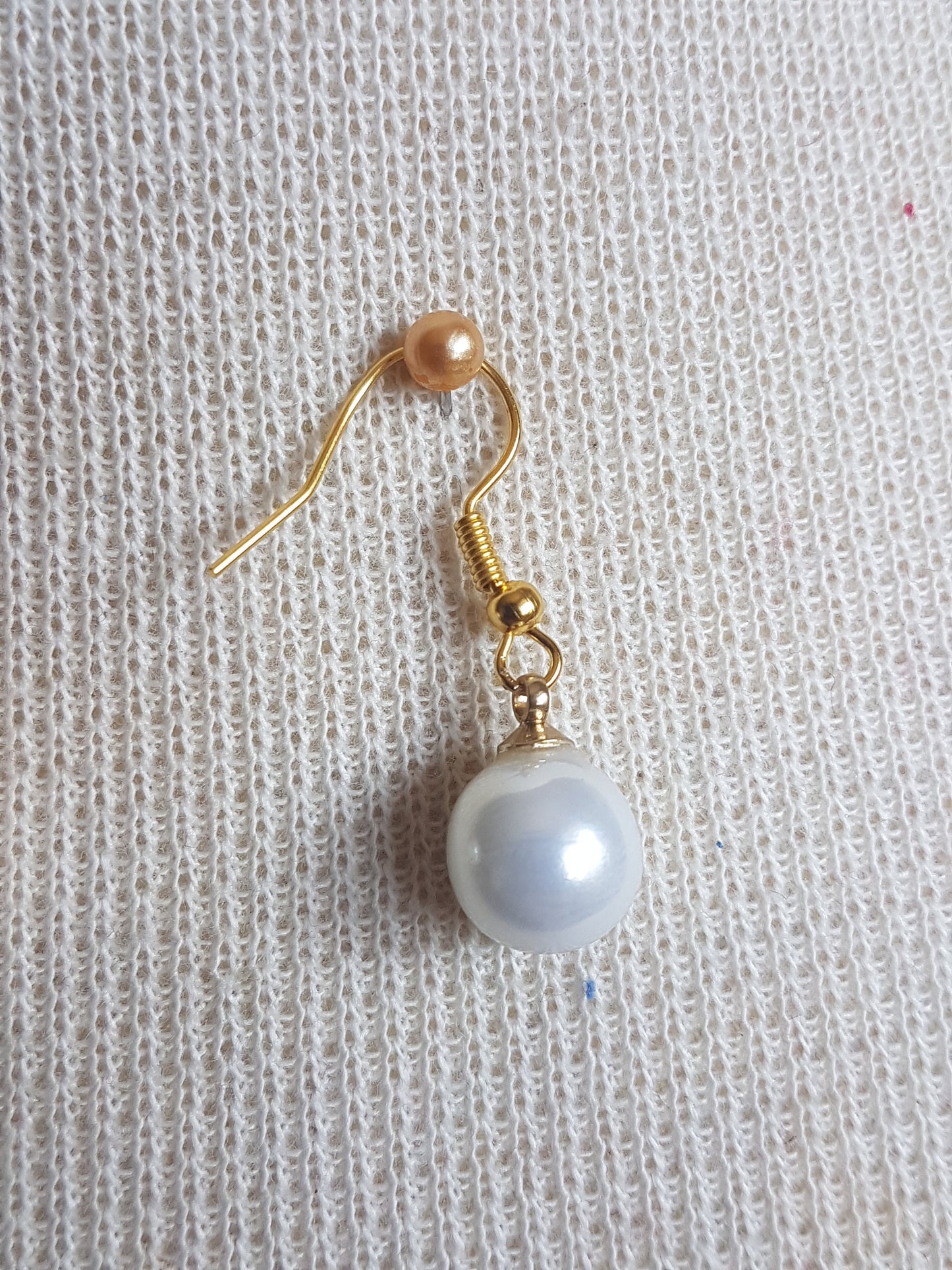 Gold Pearl Upcycle Dangle Earrings