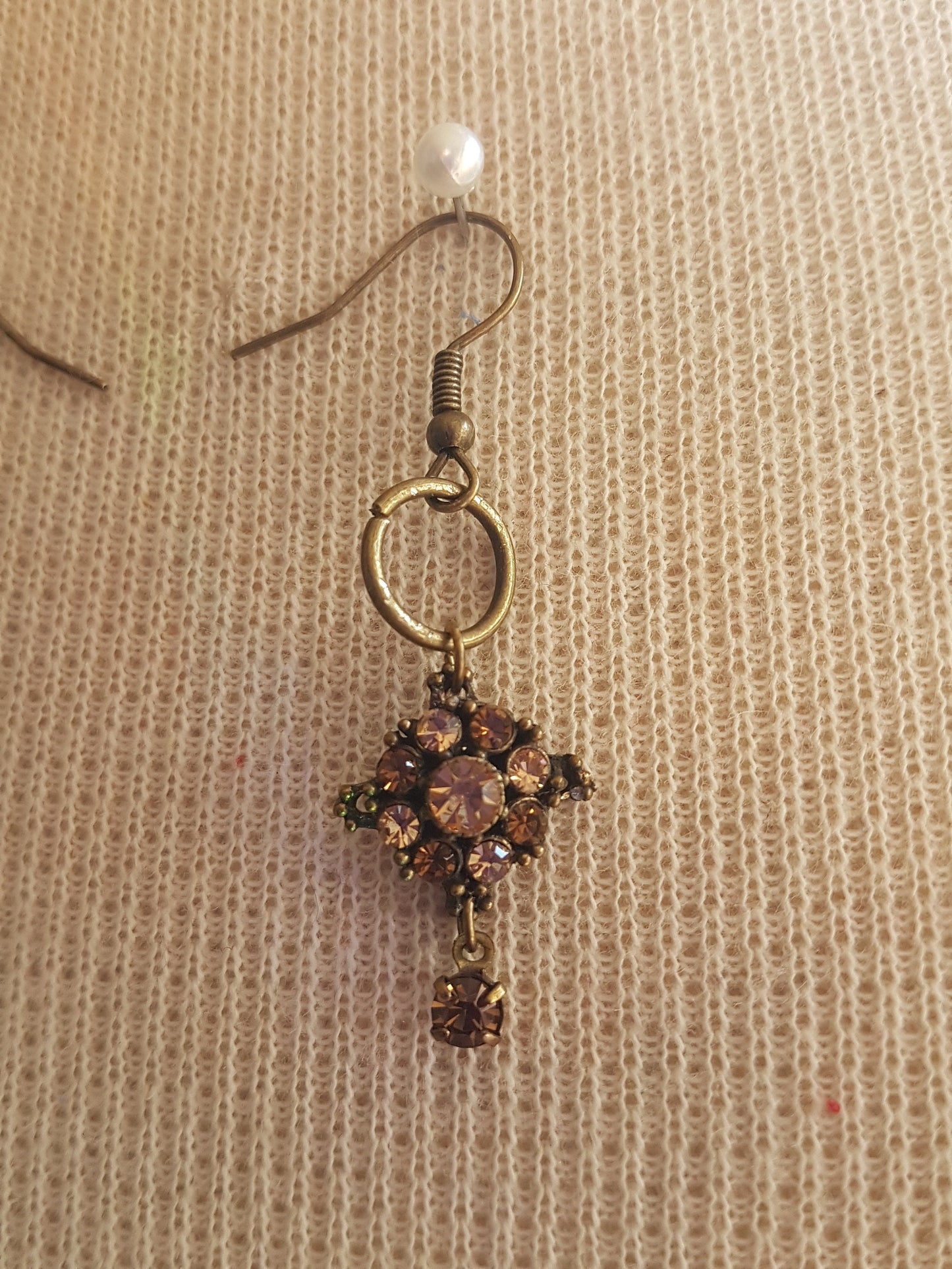 Bronze Brown Gem Upcycle Earrings