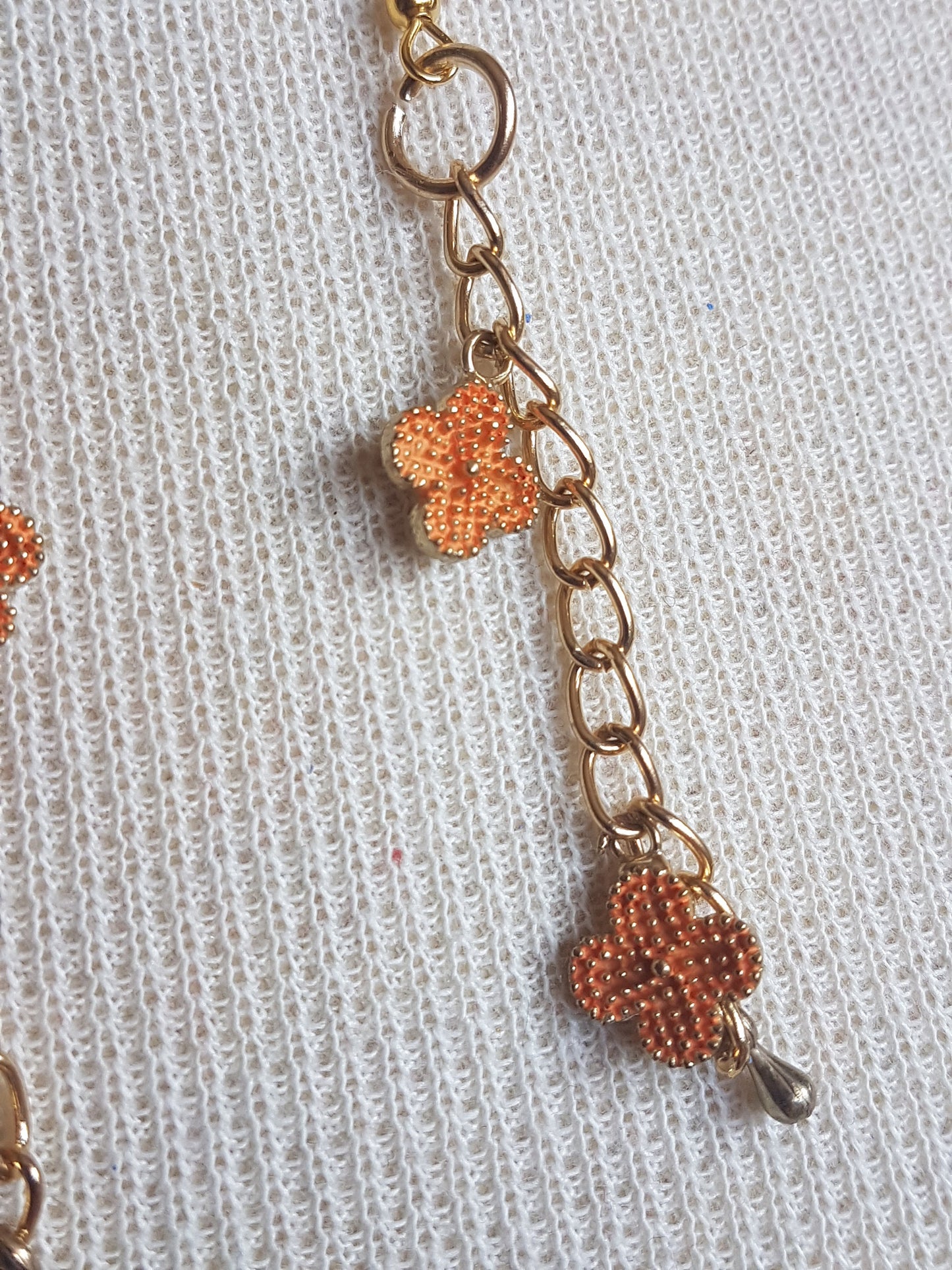 Gold Orange Flowers Dangle Earrings