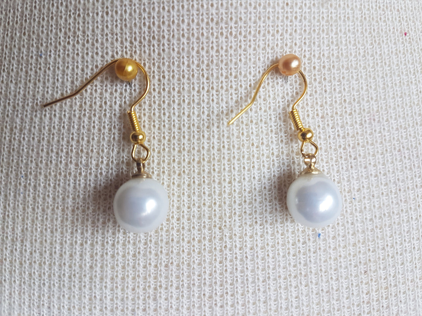 Gold Pearl Upcycle Dangle Earrings