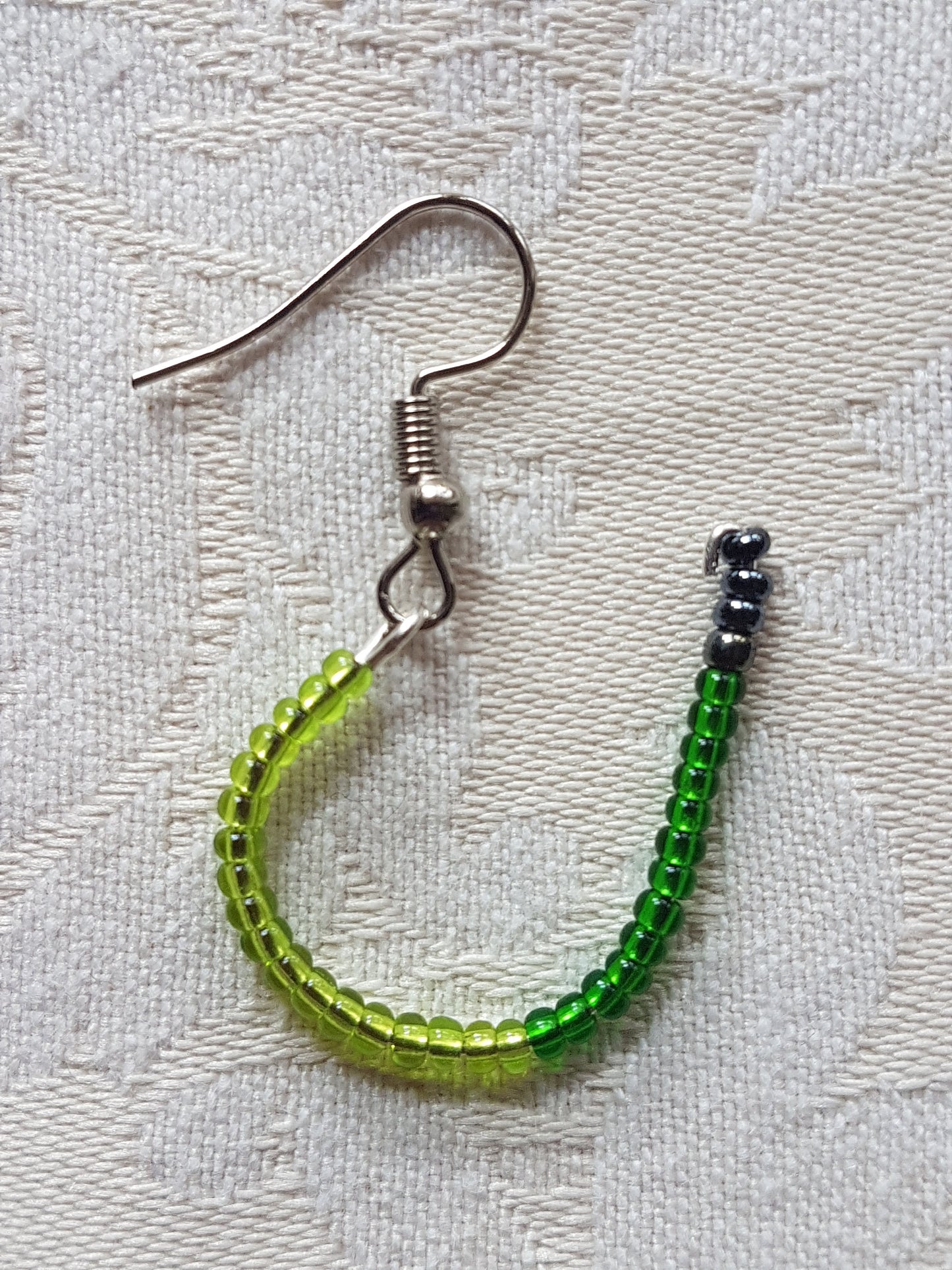 Green Seed Bead Upcycle Dangle Earrings