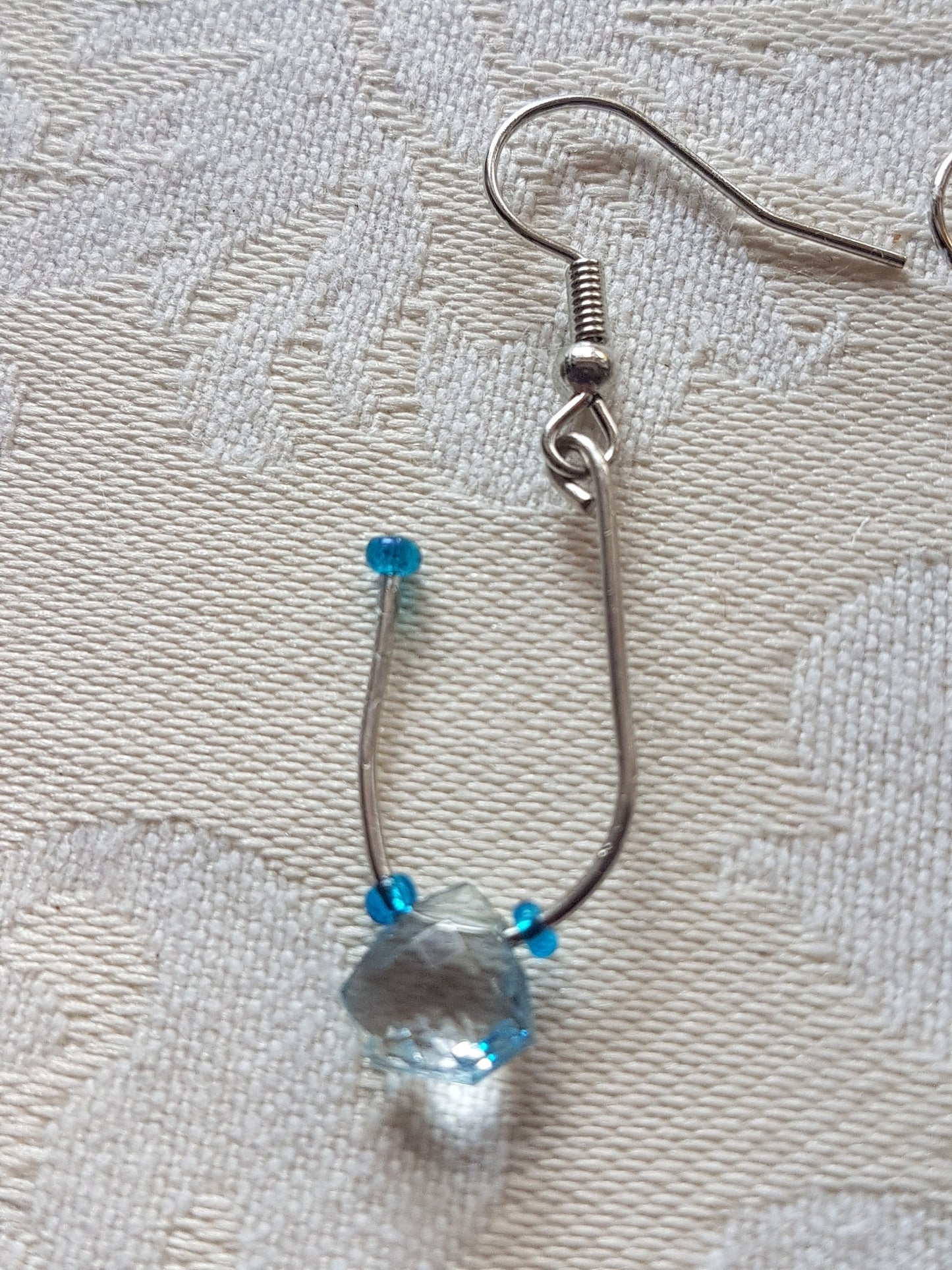 Blue Silver Upcycle Dangle Earrings