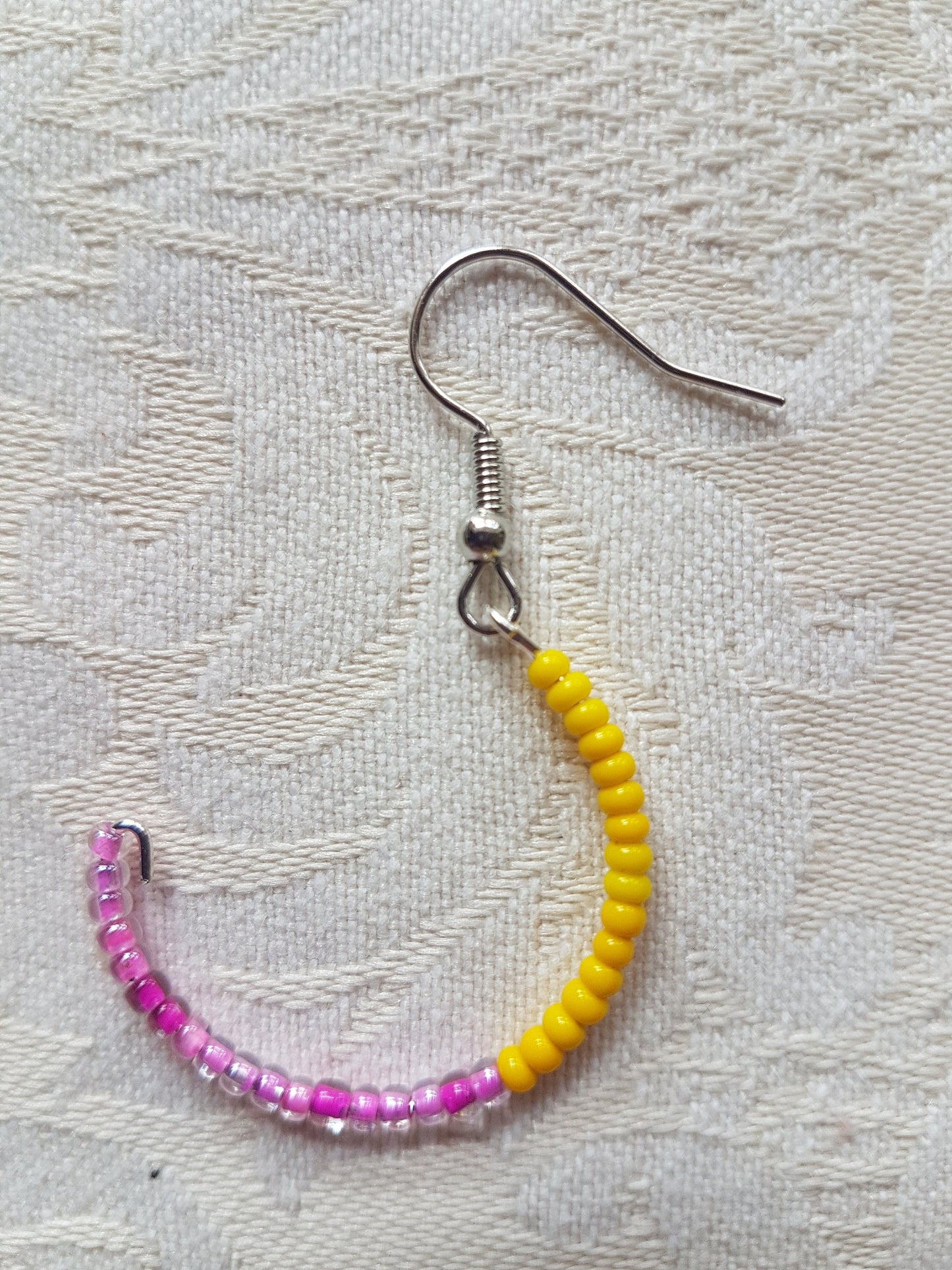 Yellow Pink Seed Bead Upcycle Earrings