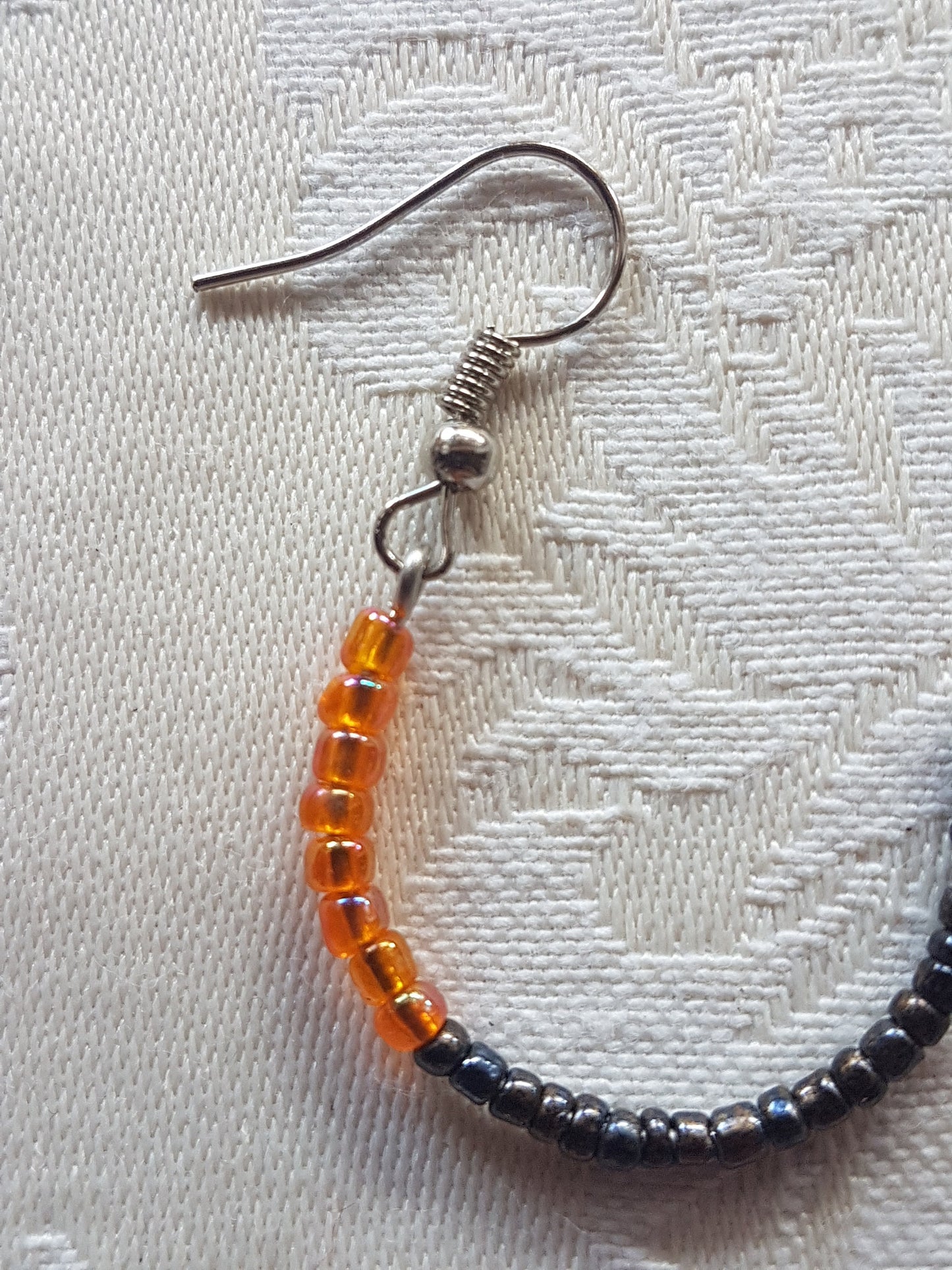 Orange Black Seed Bead Earrings