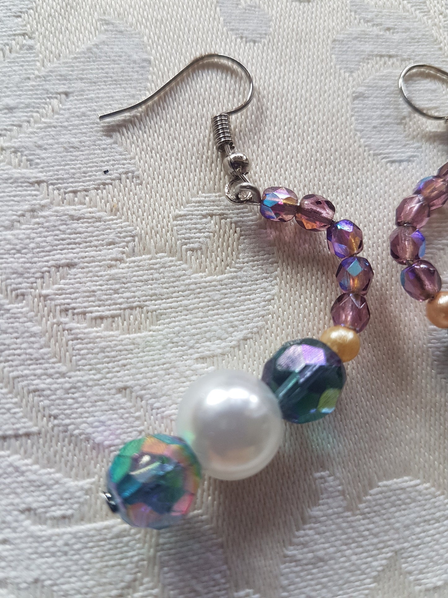 Blue Purple Pearl Bead Earrings