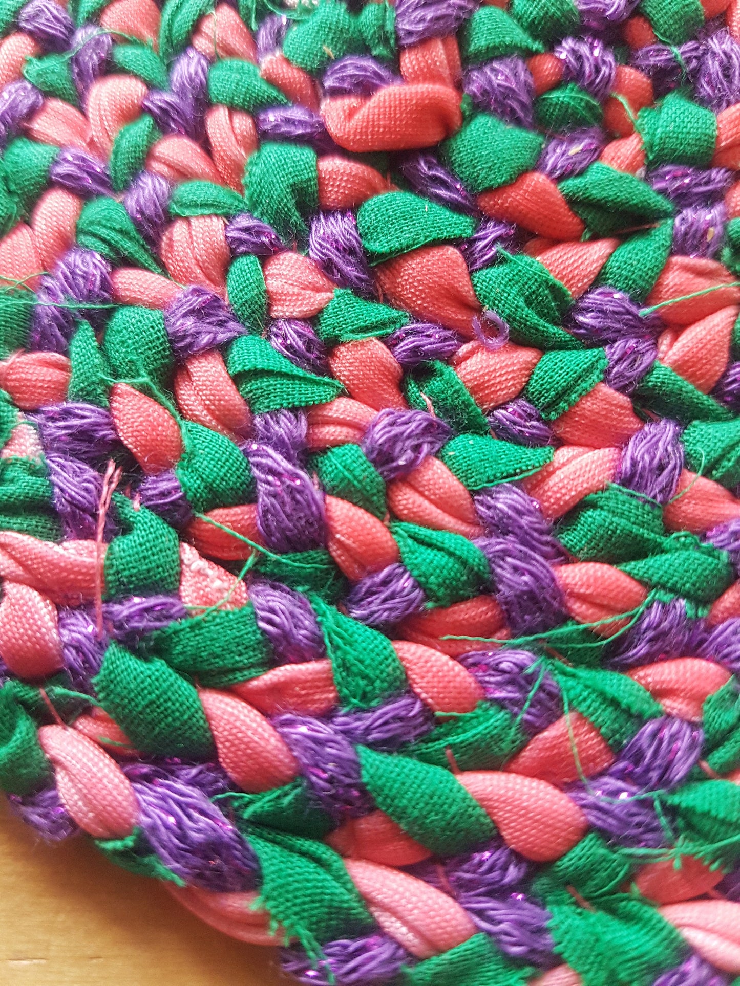 Handmade Coaster Green Pink Purple