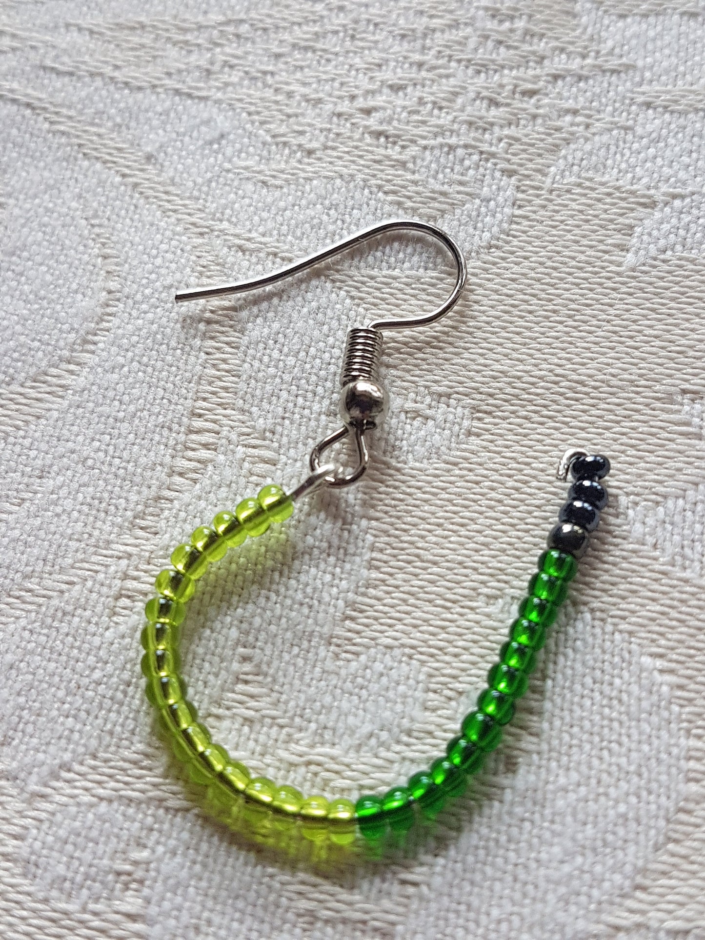 Green Seed Bead Upcycle Dangle Earrings
