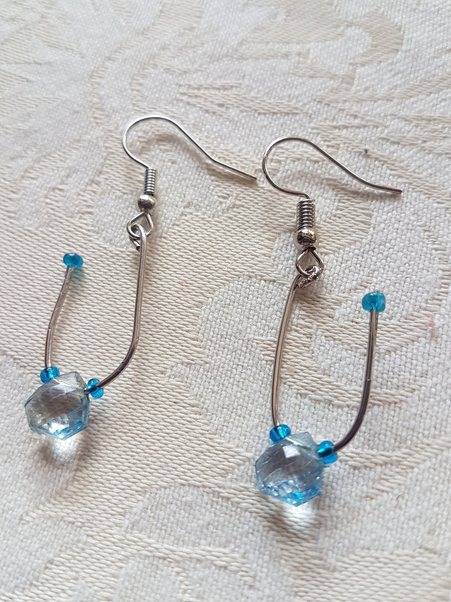 Blue Silver Upcycle Dangle Earrings