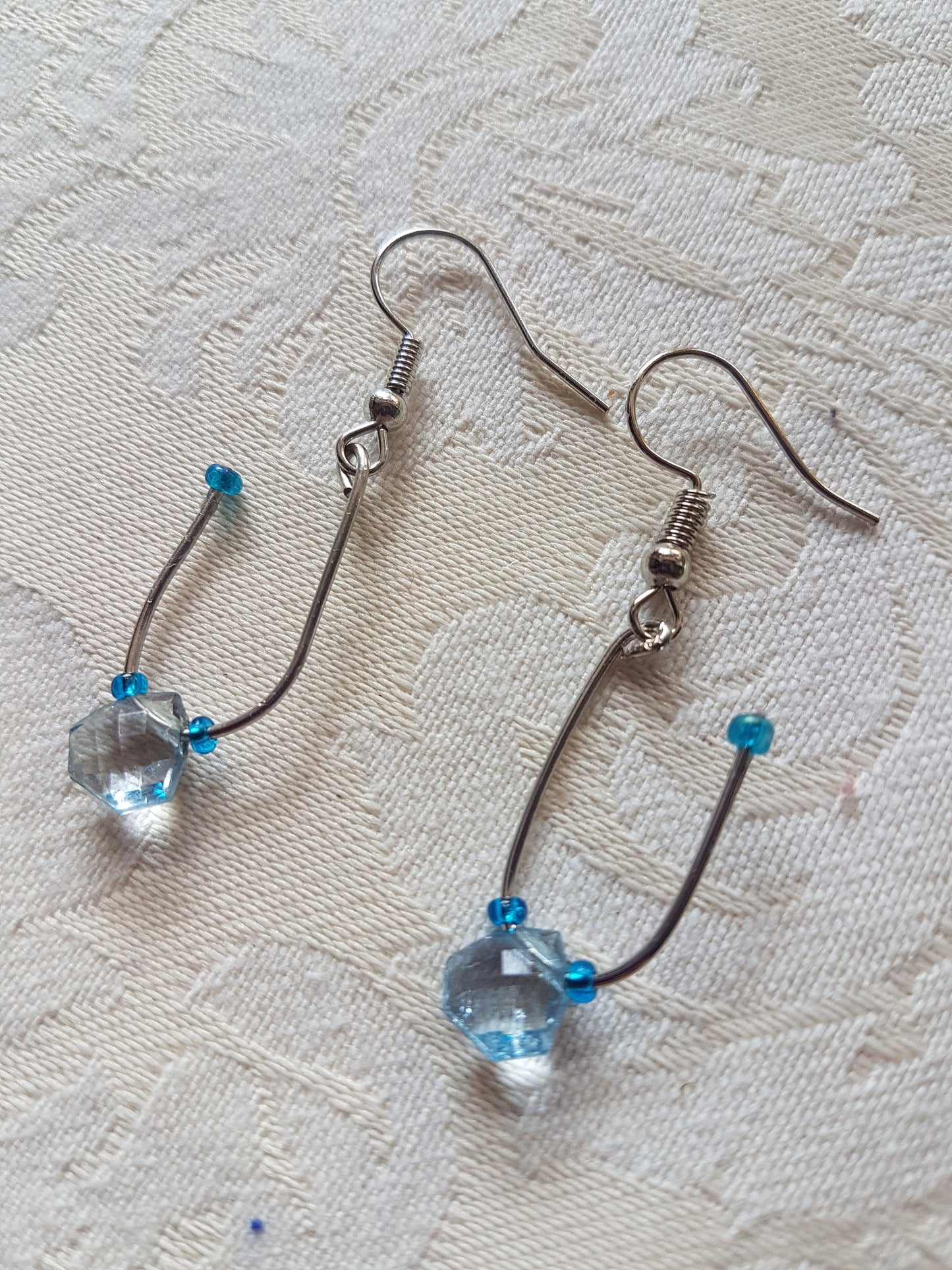 Blue Silver Upcycle Dangle Earrings