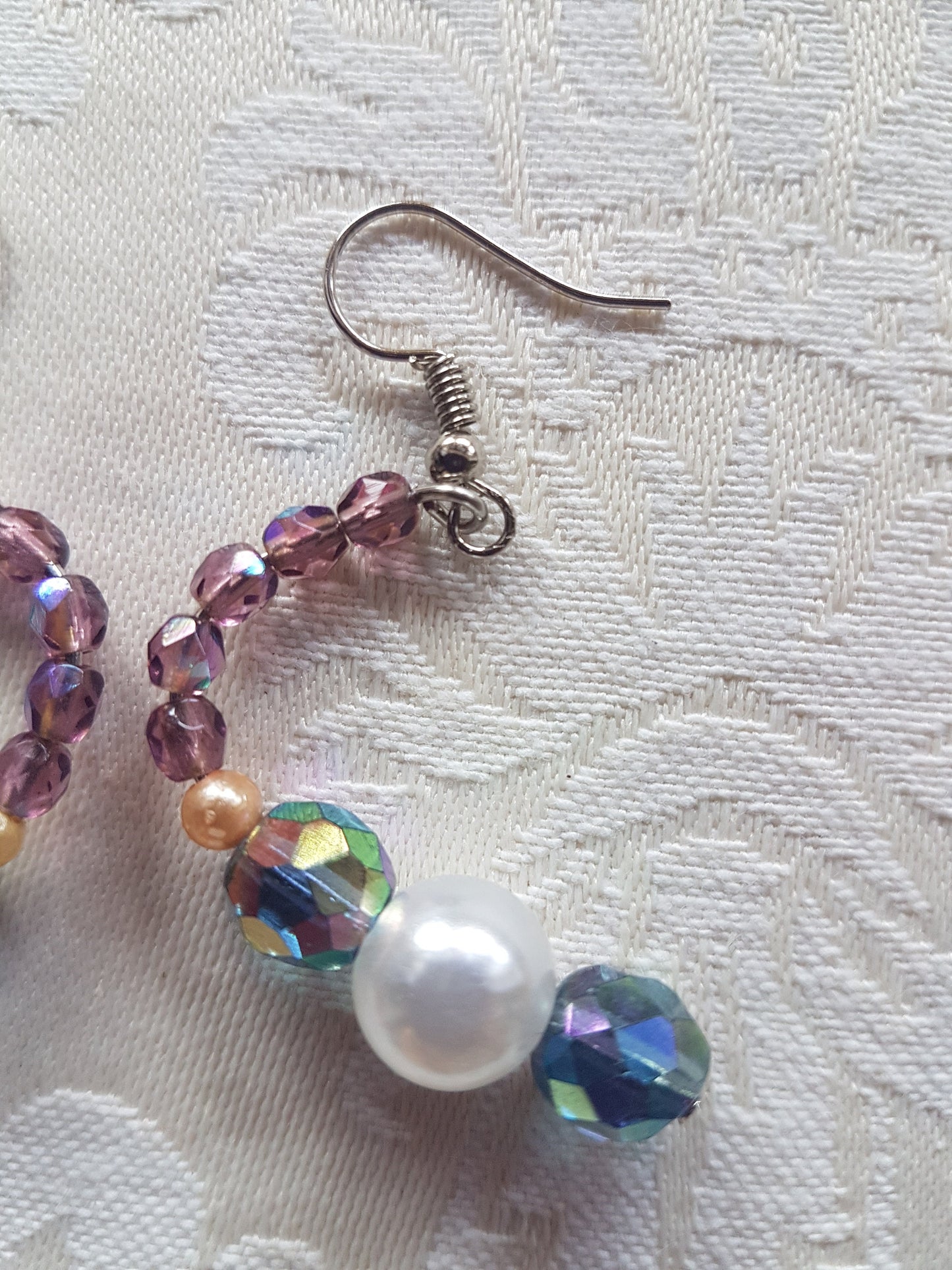 Blue Purple Pearl Bead Earrings