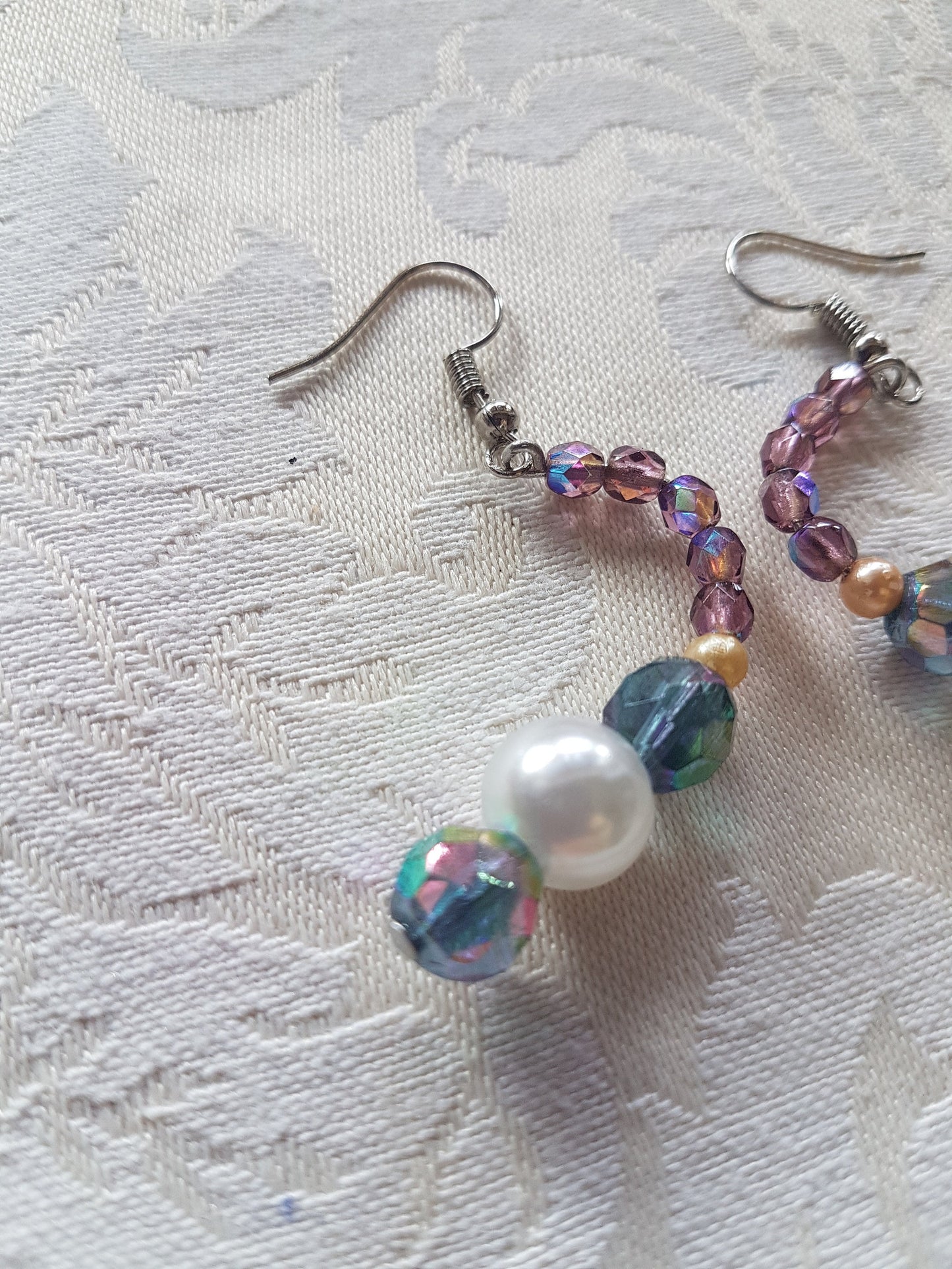 Blue Purple Pearl Bead Earrings