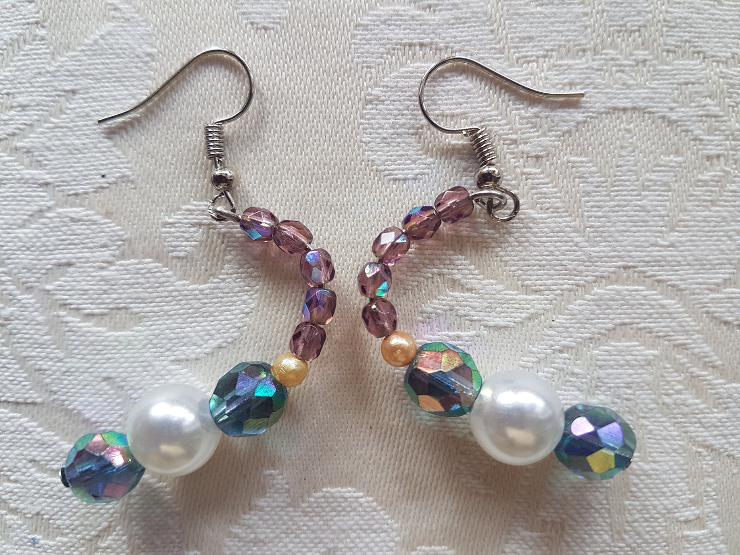 Blue Purple Pearl Bead Earrings