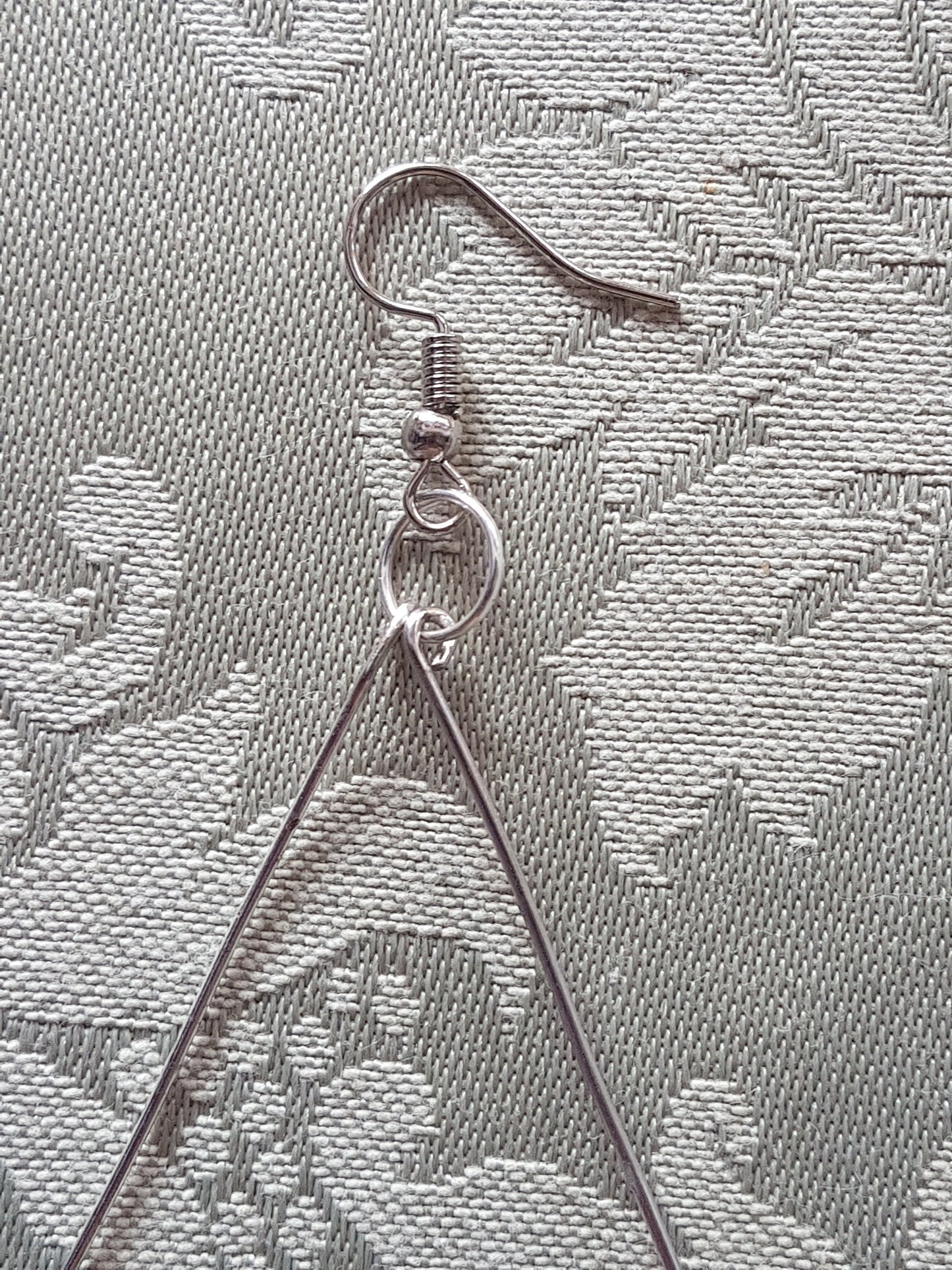 Clear Orange Green Silver Triangle Earrings