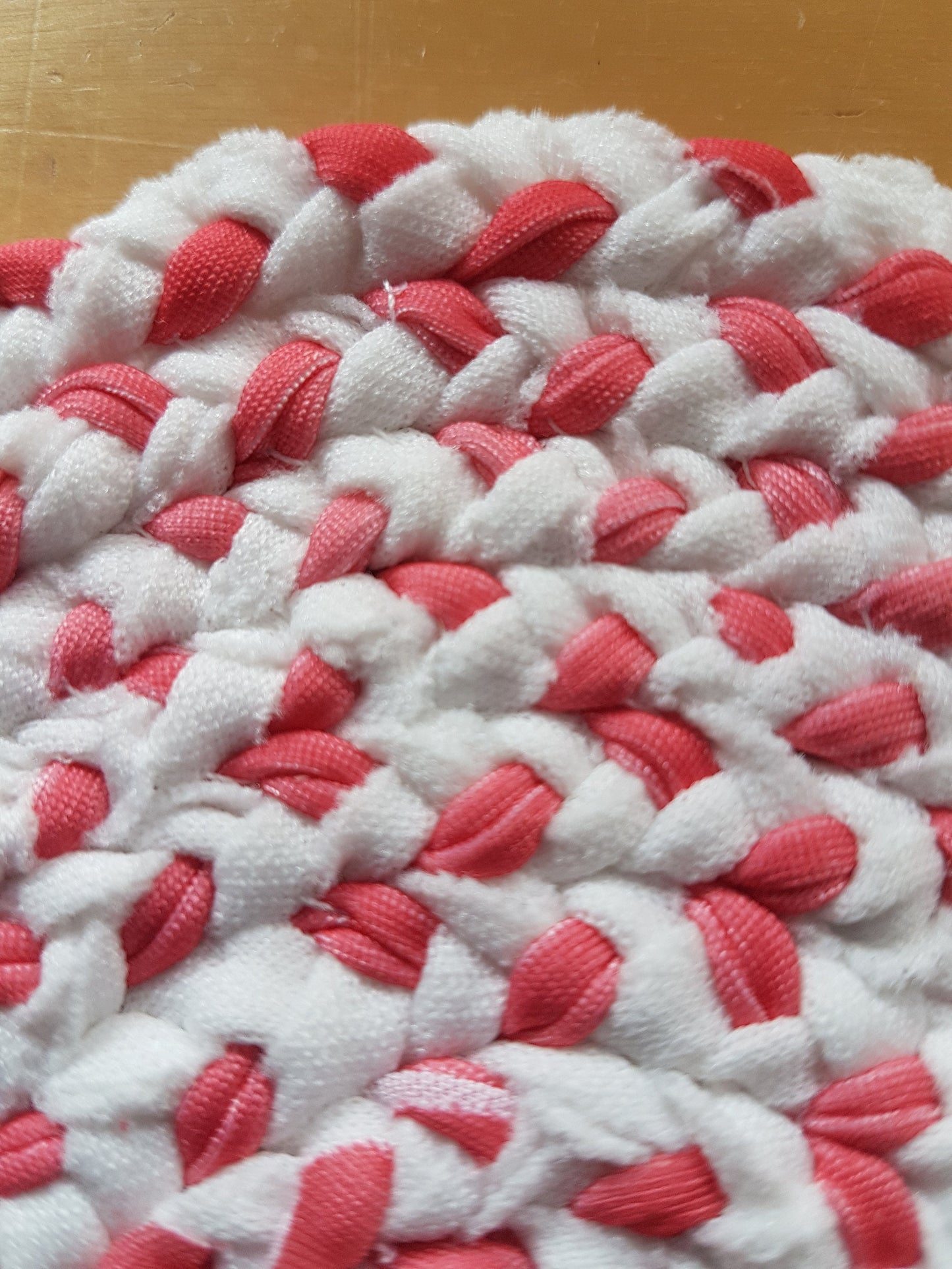 Handmade Round Coaster Pink White