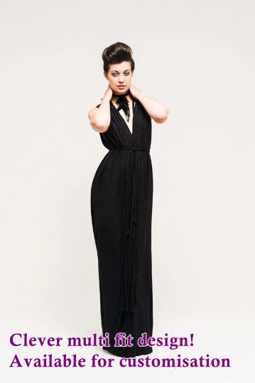 Stunning Black Grecian Dress With Feather Detail